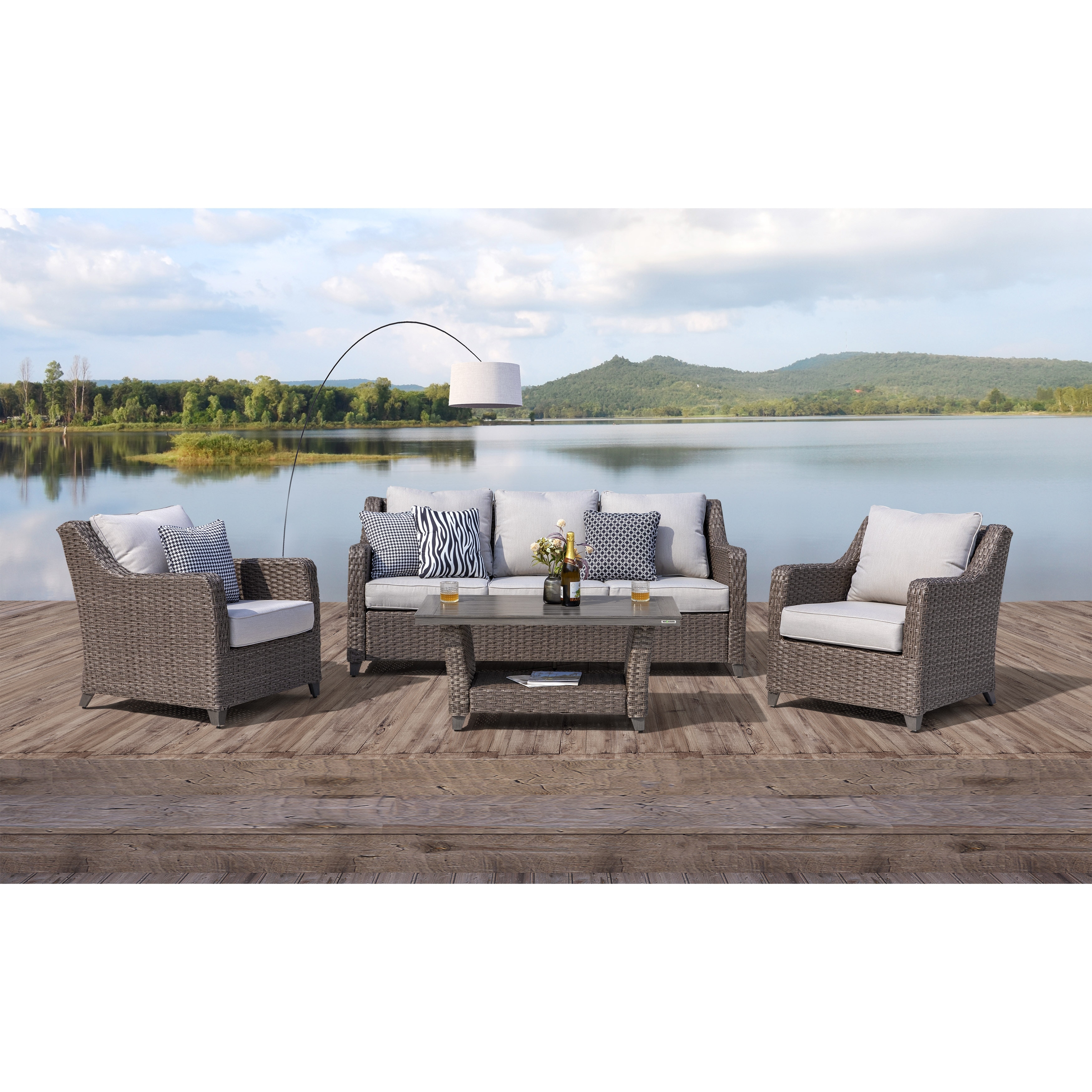 Nuu Garden Outdoor 4-piece Wicker Patio Sofa Conversation Set