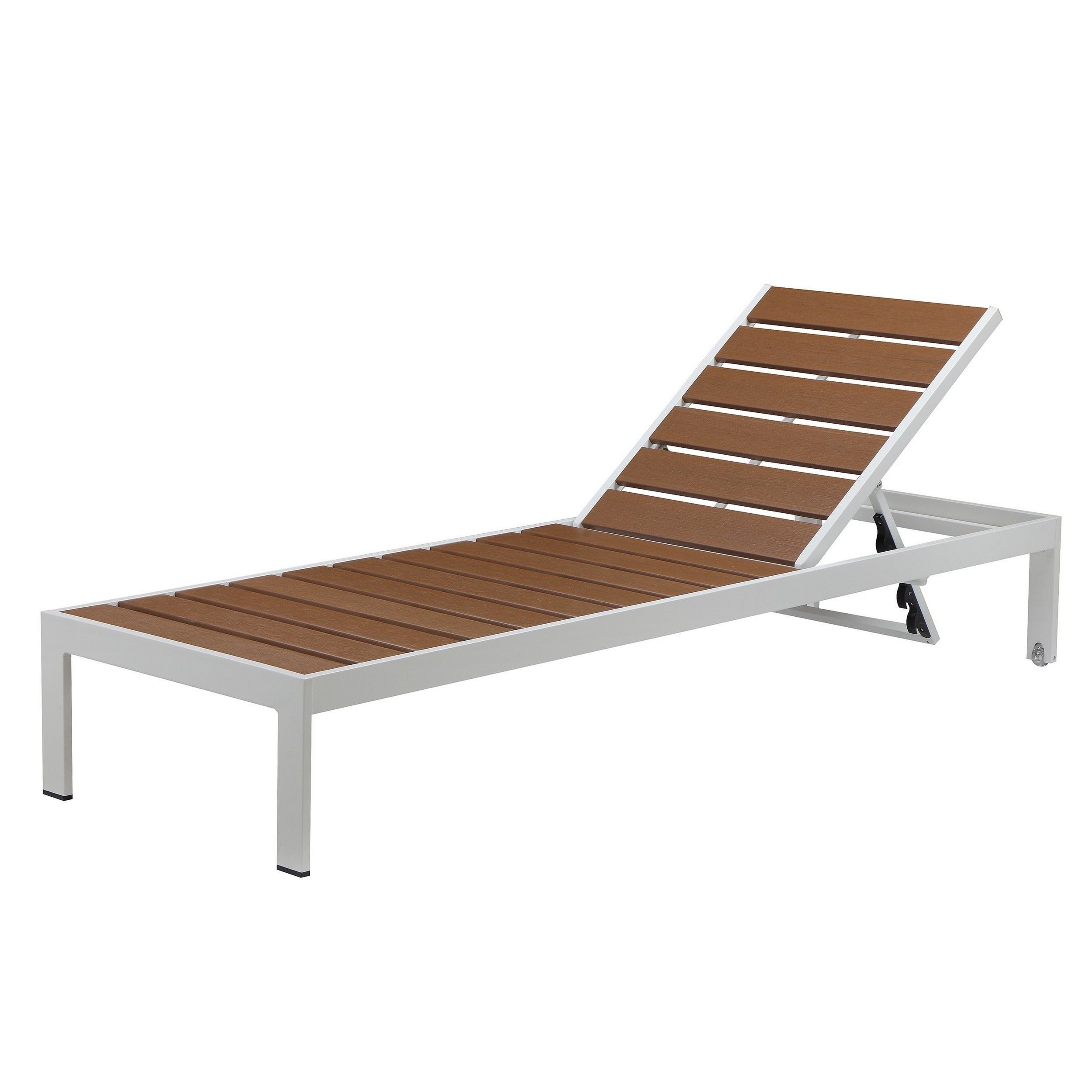 Josh 76 Inch Outdoor Chaise Lounger  White Aluminum Frame  Adjustable Back