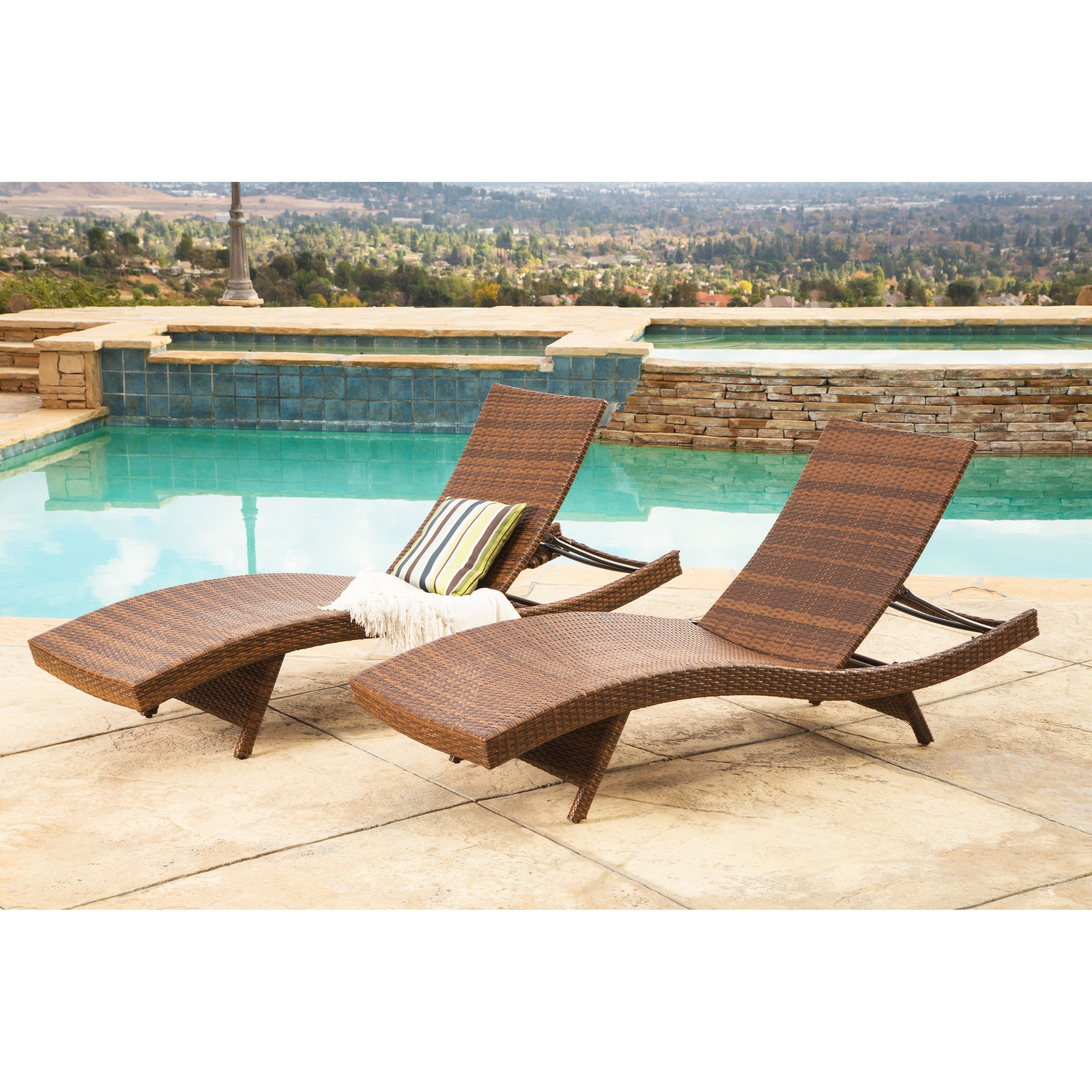 Abbyson Outdoor Palermo Adjustable Wicker Chaise Lounge  Brown (set Of 2)