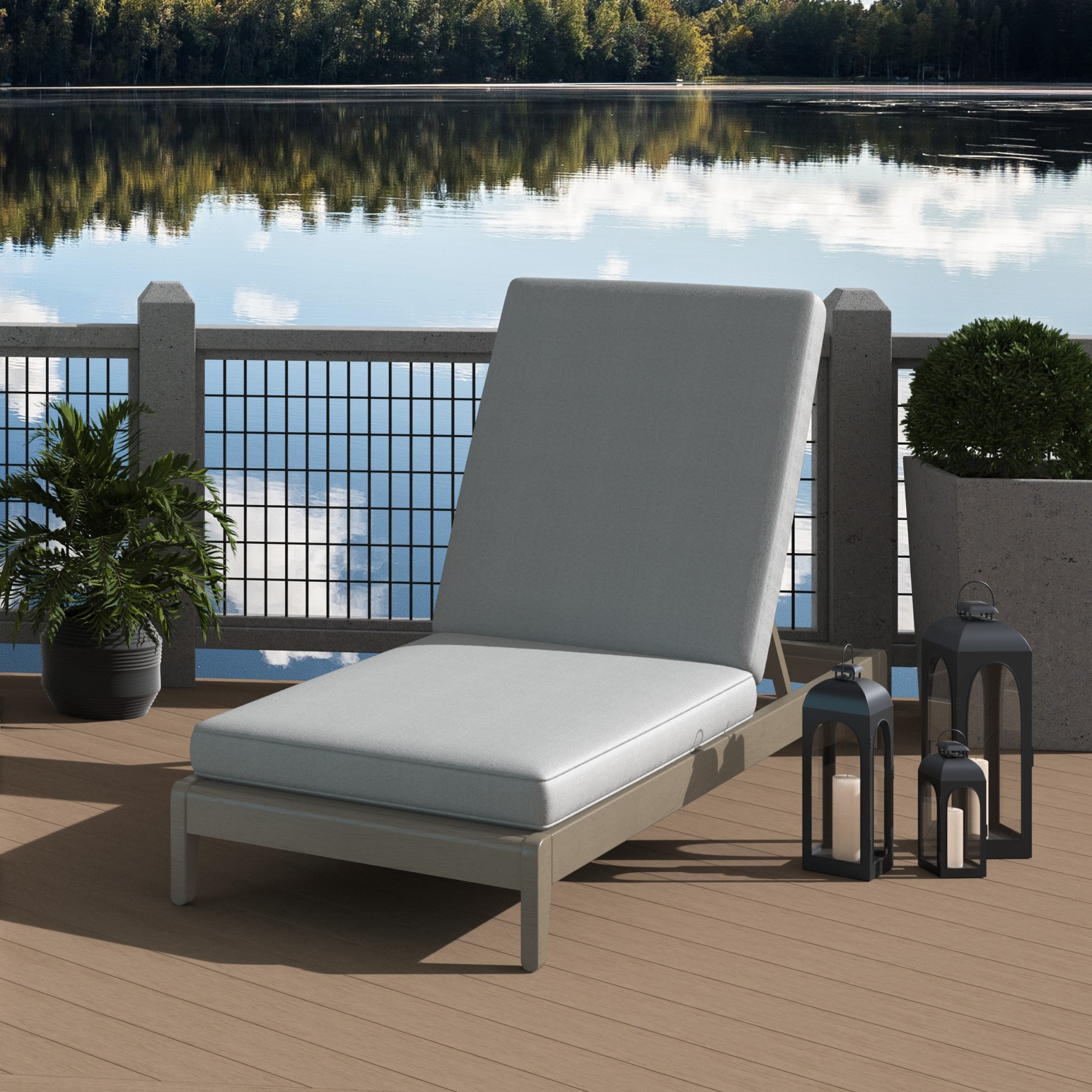 Homestyles Sustain Brown Wood Outdoor Chaise Lounge - 28 X 77 X 12