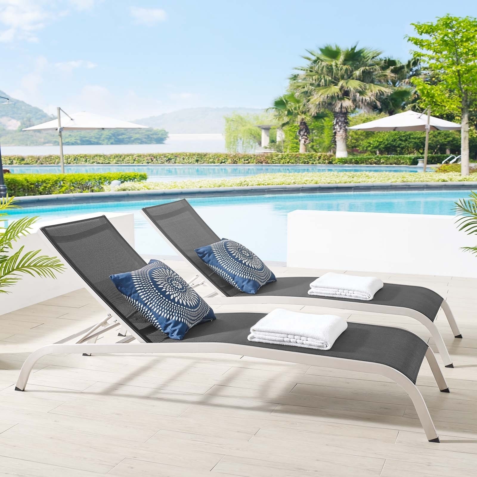 Havenside Home Wendu Outdoor Patio Mesh Chaise Lounge (set Of 2)