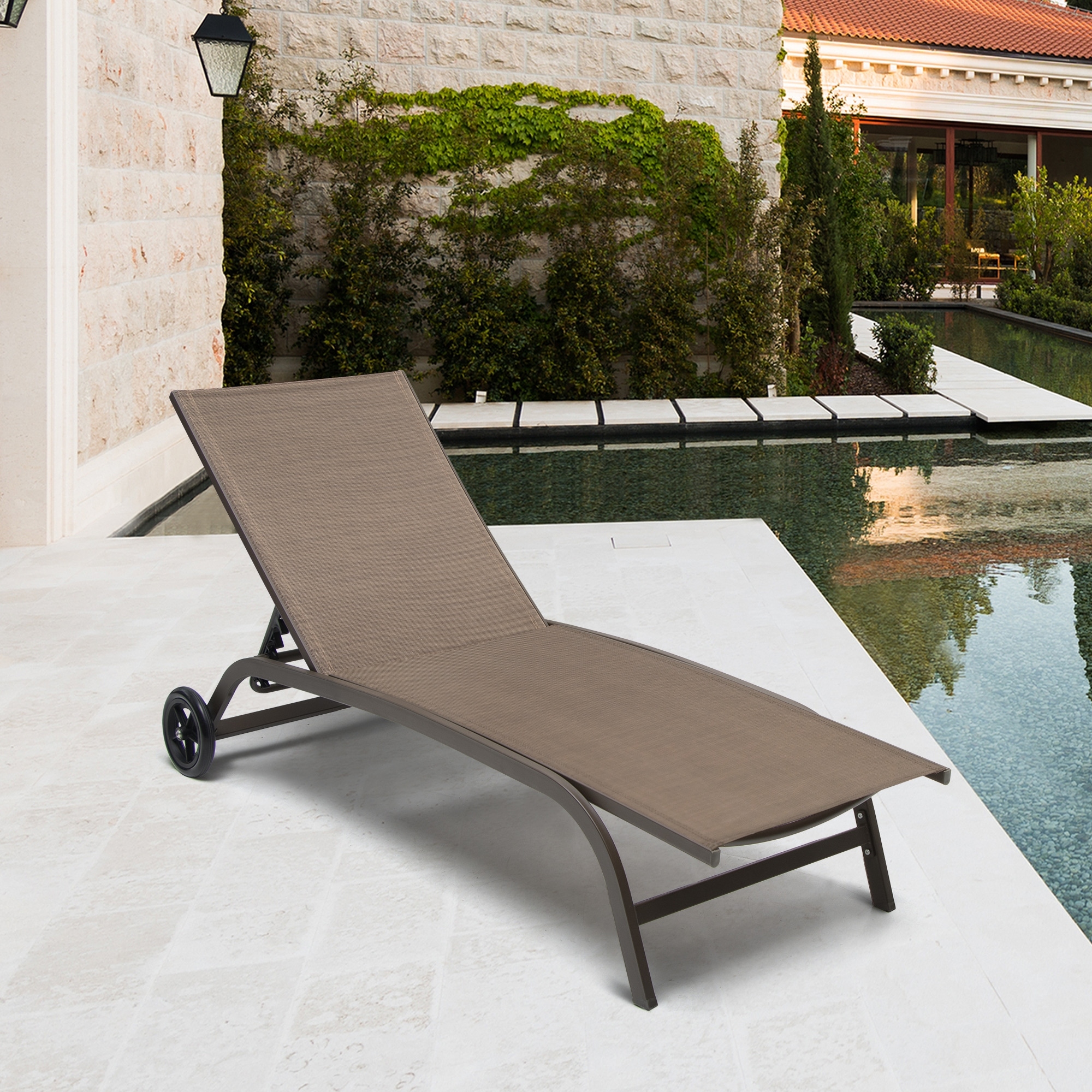 Pellebant Full Flat Outdoor Chaise Lounge Chair With Wheels - N/a