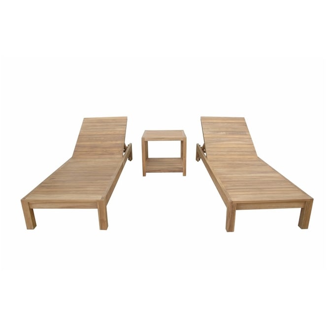 South Bay Teak Outdoor Chaise Lounge Set With Side Table