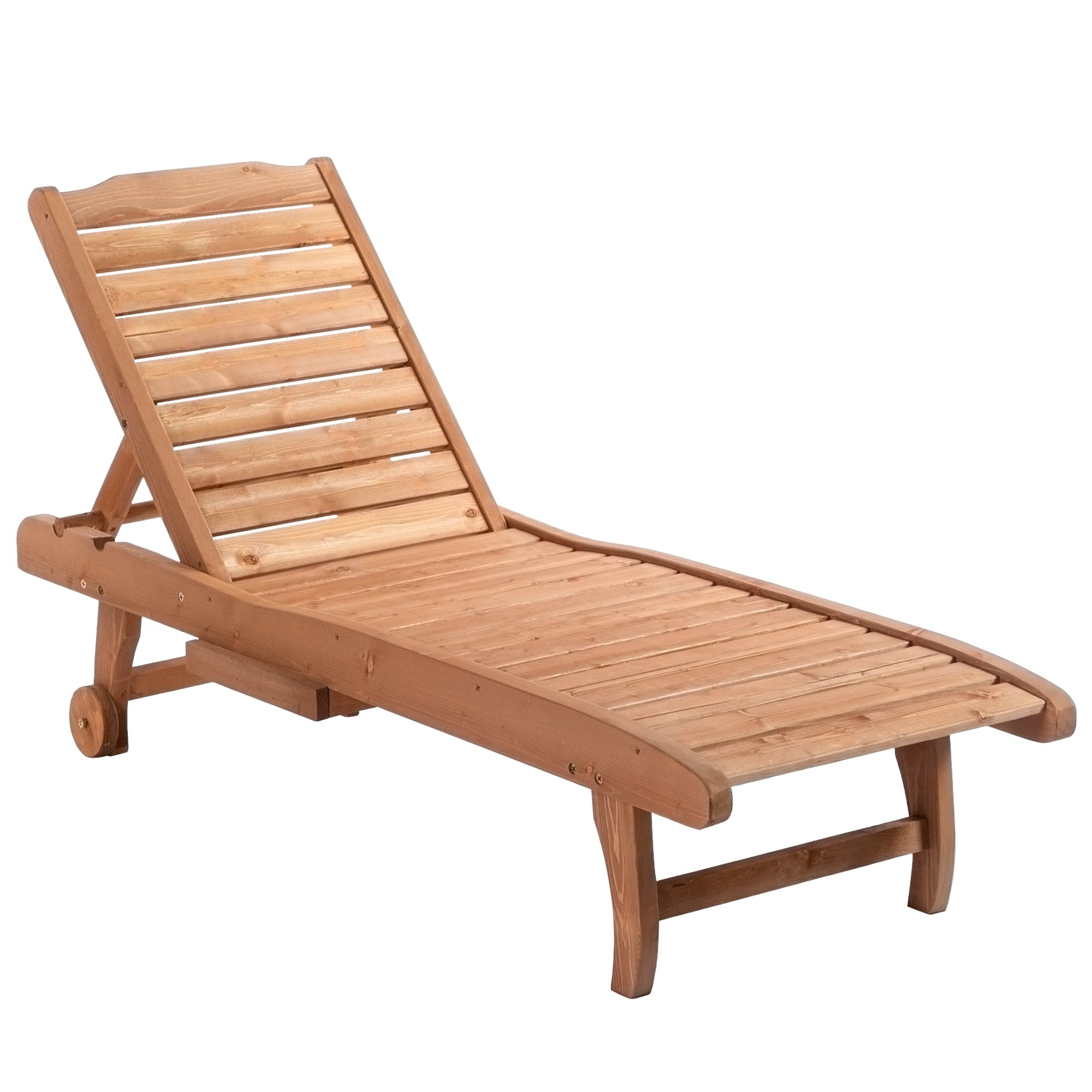 Outsunny Reclining Wood Outdoor Chaise Lounge
