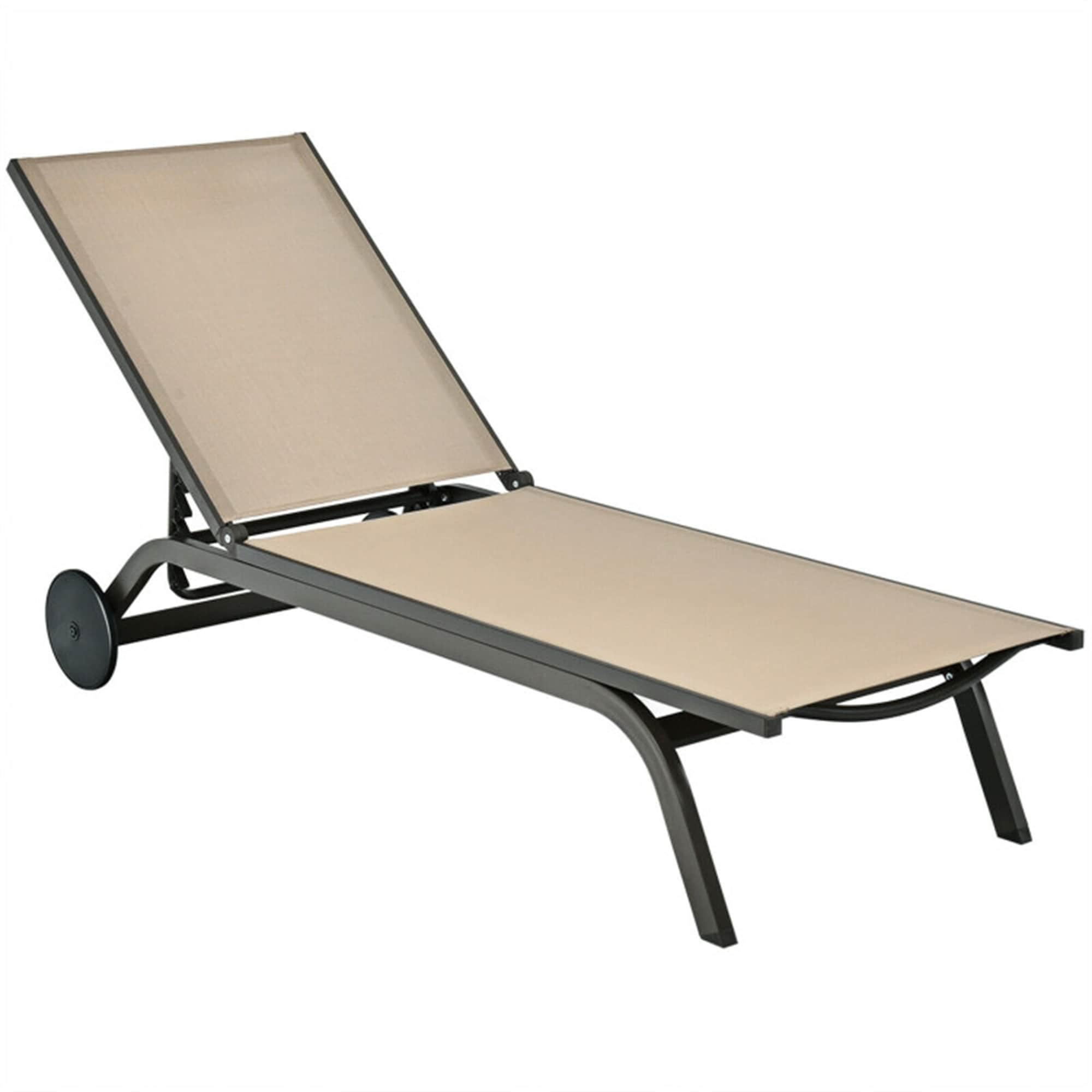 Outdoor Adjustable Reclining Aluminum Fabric Patio Lounge Chair
