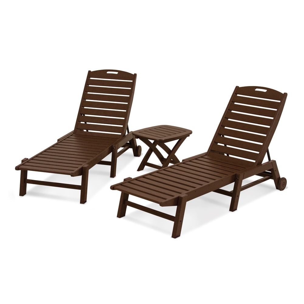Polywood Nautical 3-piece Outdoor Chaise Lounge Set With Table