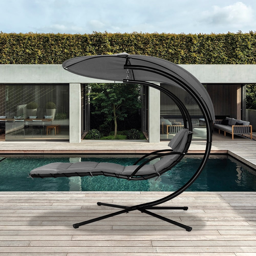 Maypex 73 In. Steel Floating Chaise Lounge With Cushion And Stand