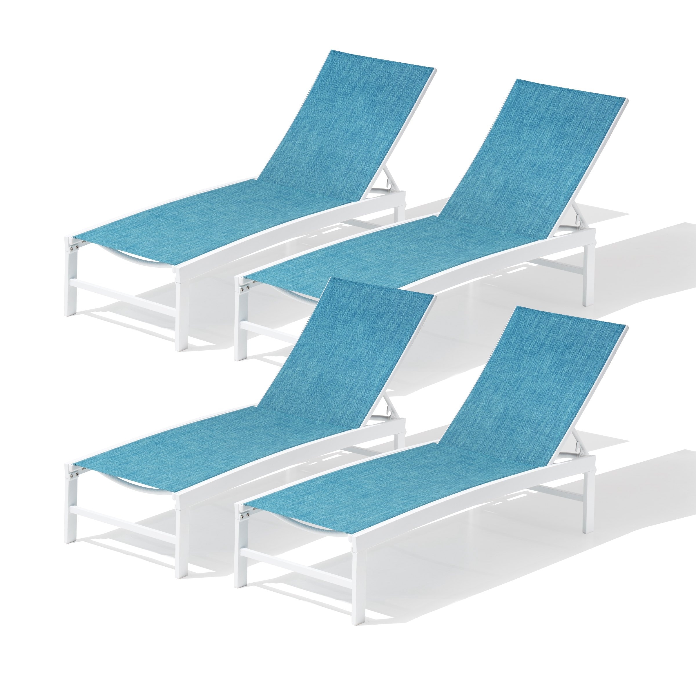 Outdoor Adjustable Aluminum Chaise Lounge Chairs (set Of 4) - 23.43  W X 42.63 D X 13.15 H