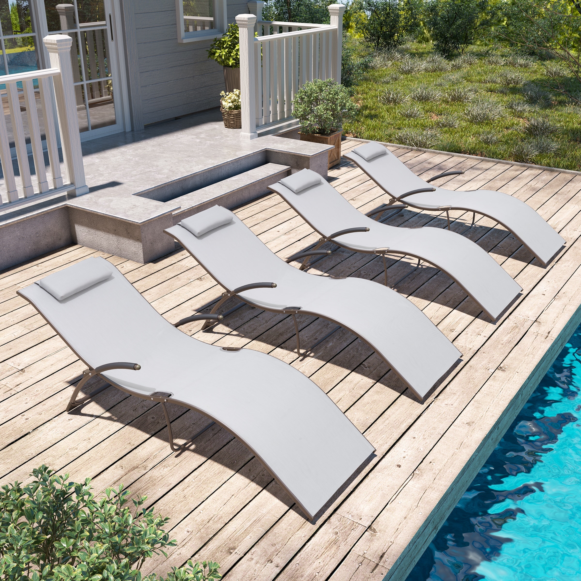 Outdoor Folding Chaise Lounge (set Of 4) By Pellebant - See The Details