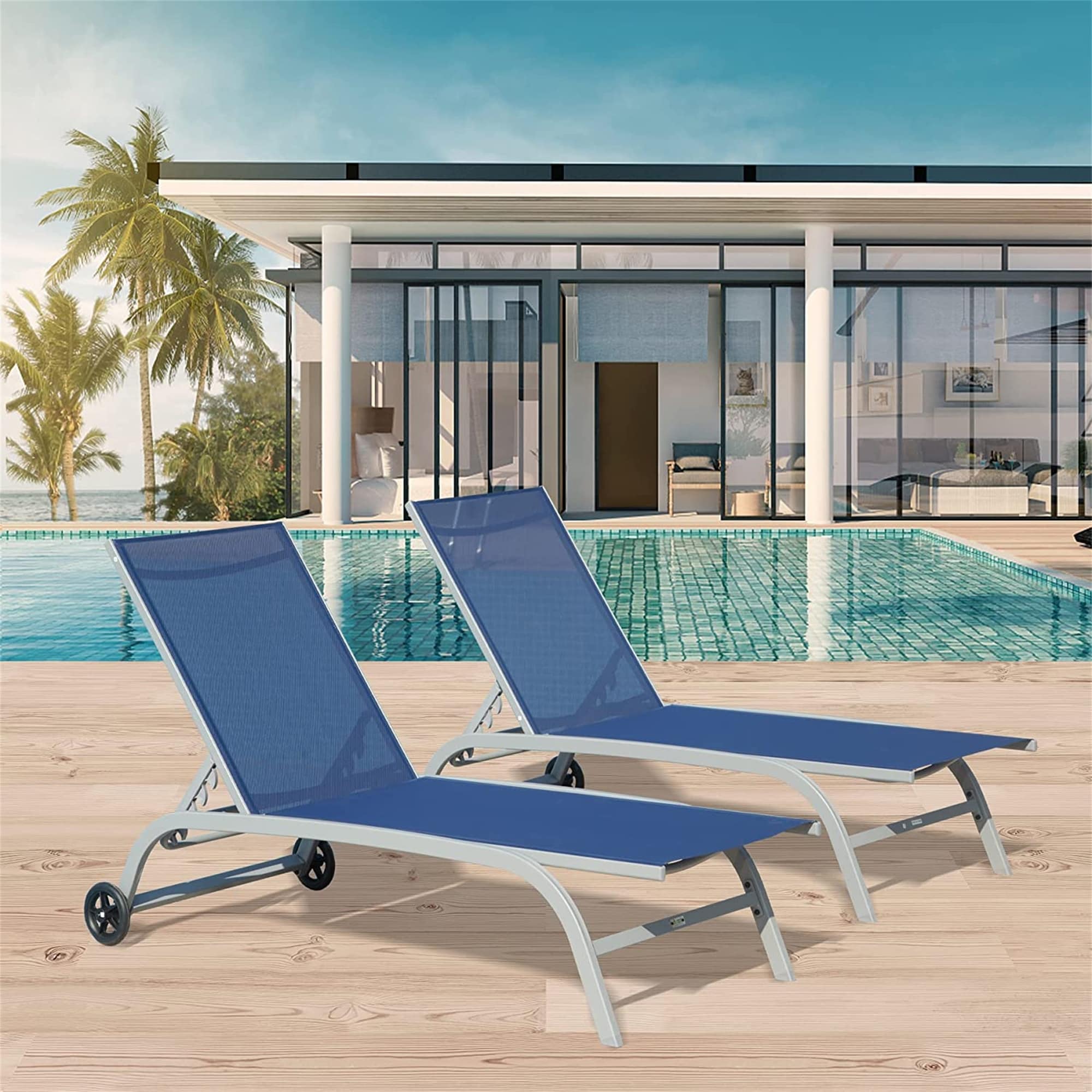 Chaise Lounge Outdoor Set Of 2 With Wheels 2 Lounge Chairs
