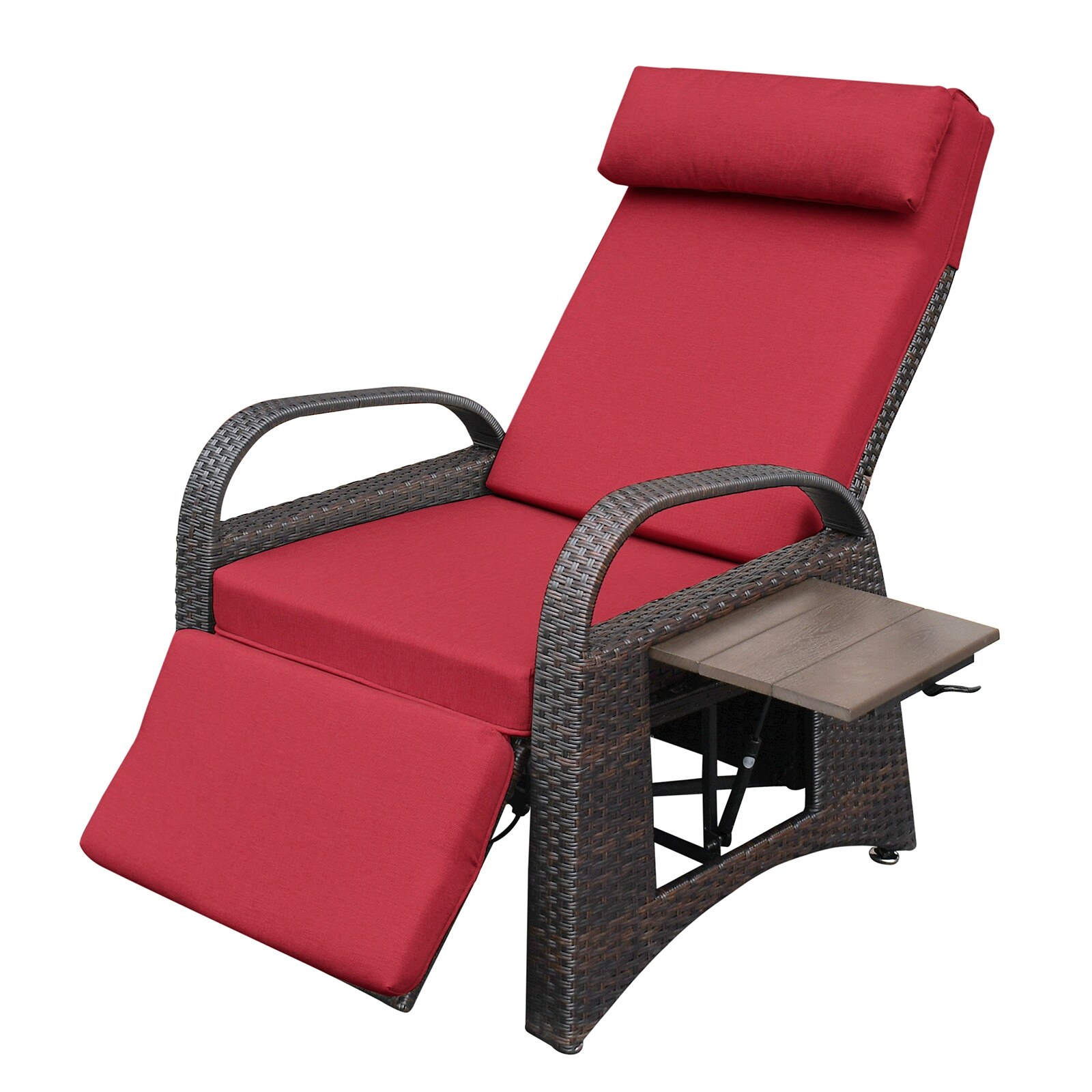 Outdoor Recliner Chair  Pe Wicker Adjustable Reclining Armrest Lounge Chair For Sunbathing