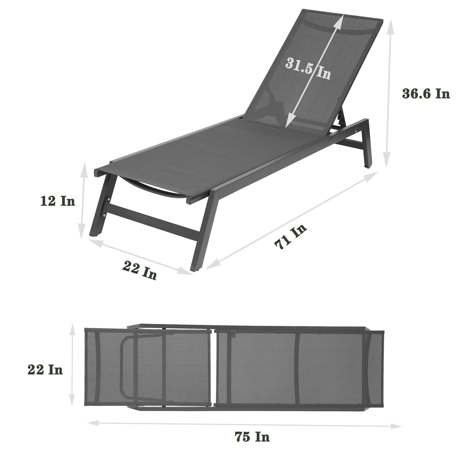 Outdoor Chaise Lounge Chair - N/a