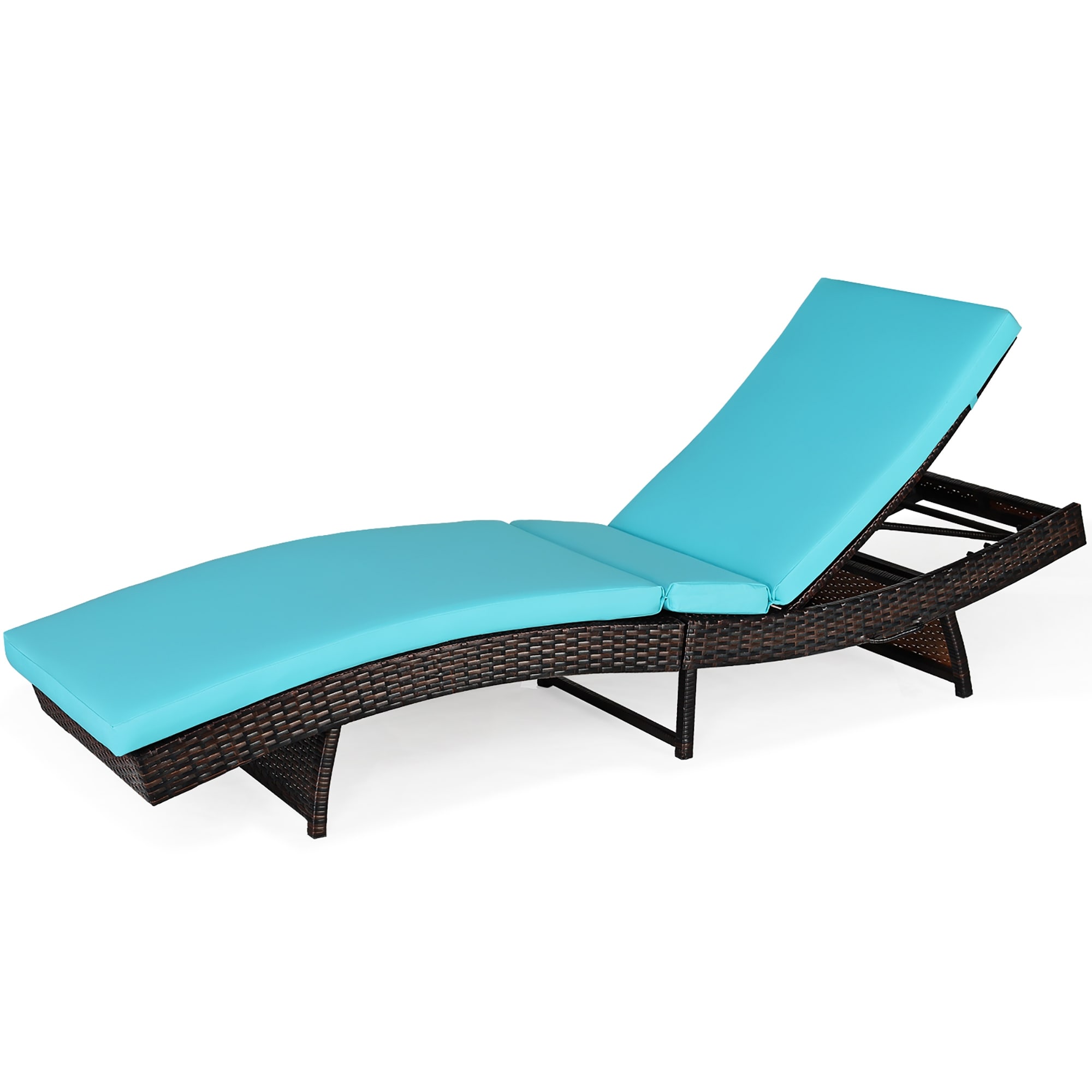Outdoor Folding Chaise Lounge Rattan Leisure Reclining Lounge Chair