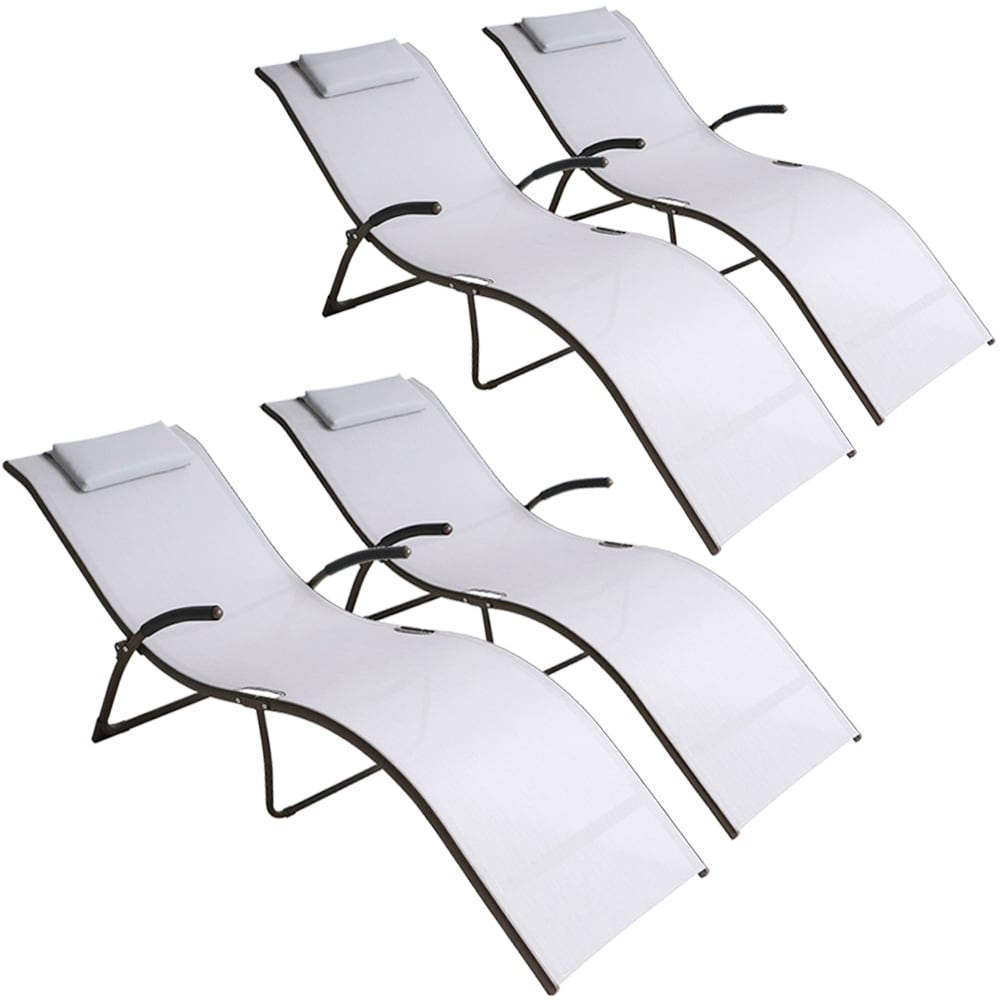 Vredhom Outdoor Patio Folding Chaise Lounge With Headrest (set Of 4) - 66.93 L X 24.41 W X 27.17 H