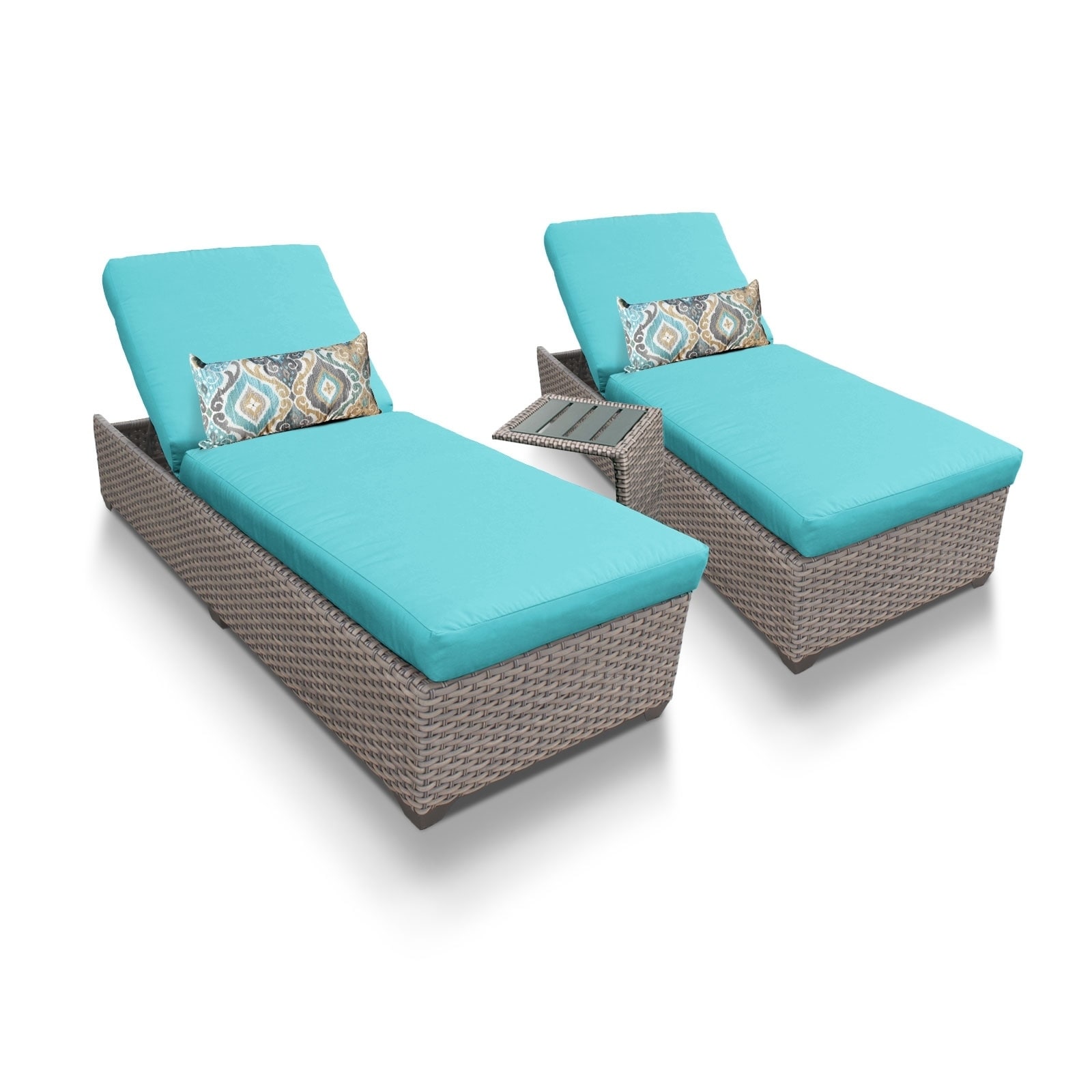 Florence Chaise Set 2 Outdoor Furniture W/ Side Table