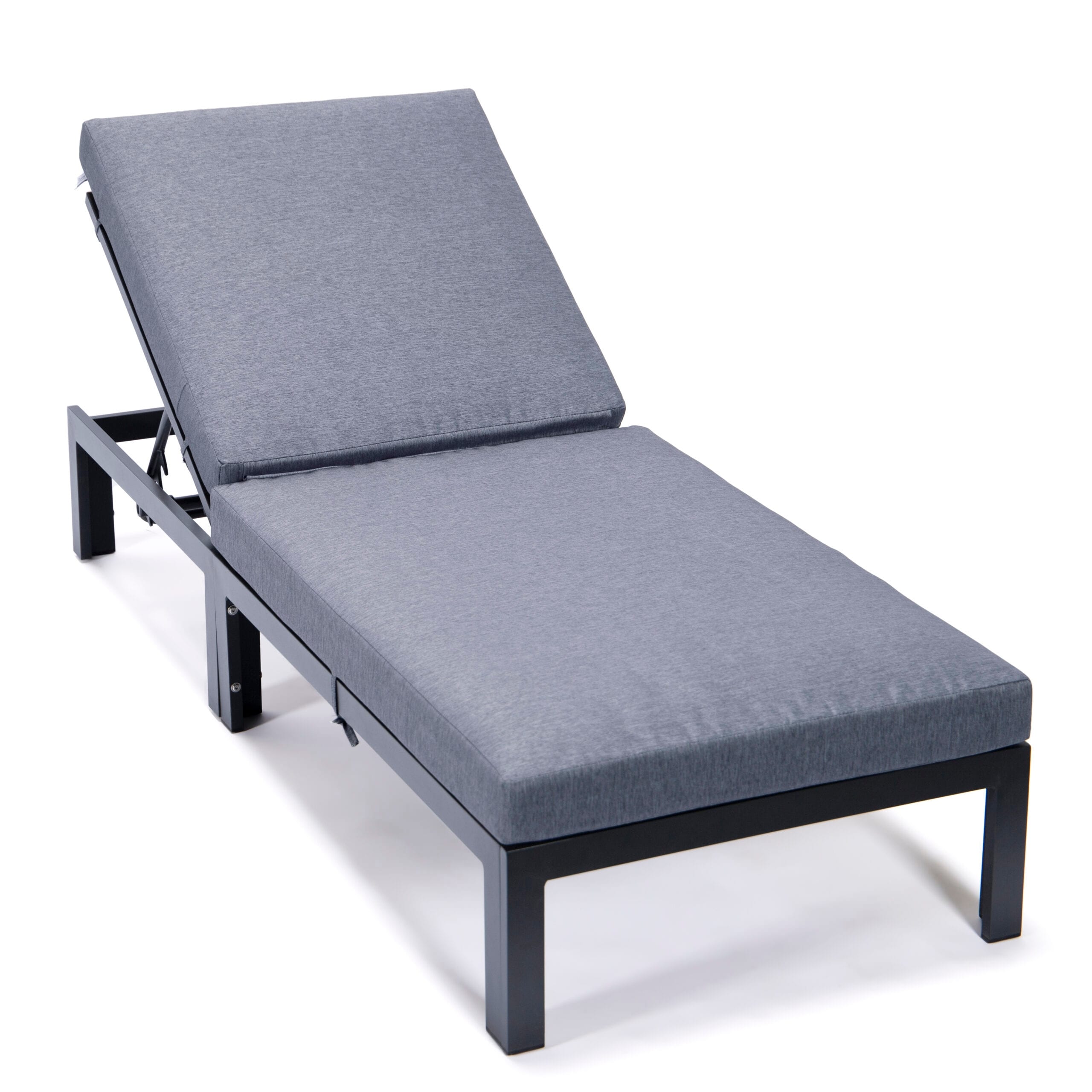 Leisuremod Chelsea Aluminum Patio Chaise Lounge Chair With Cushions