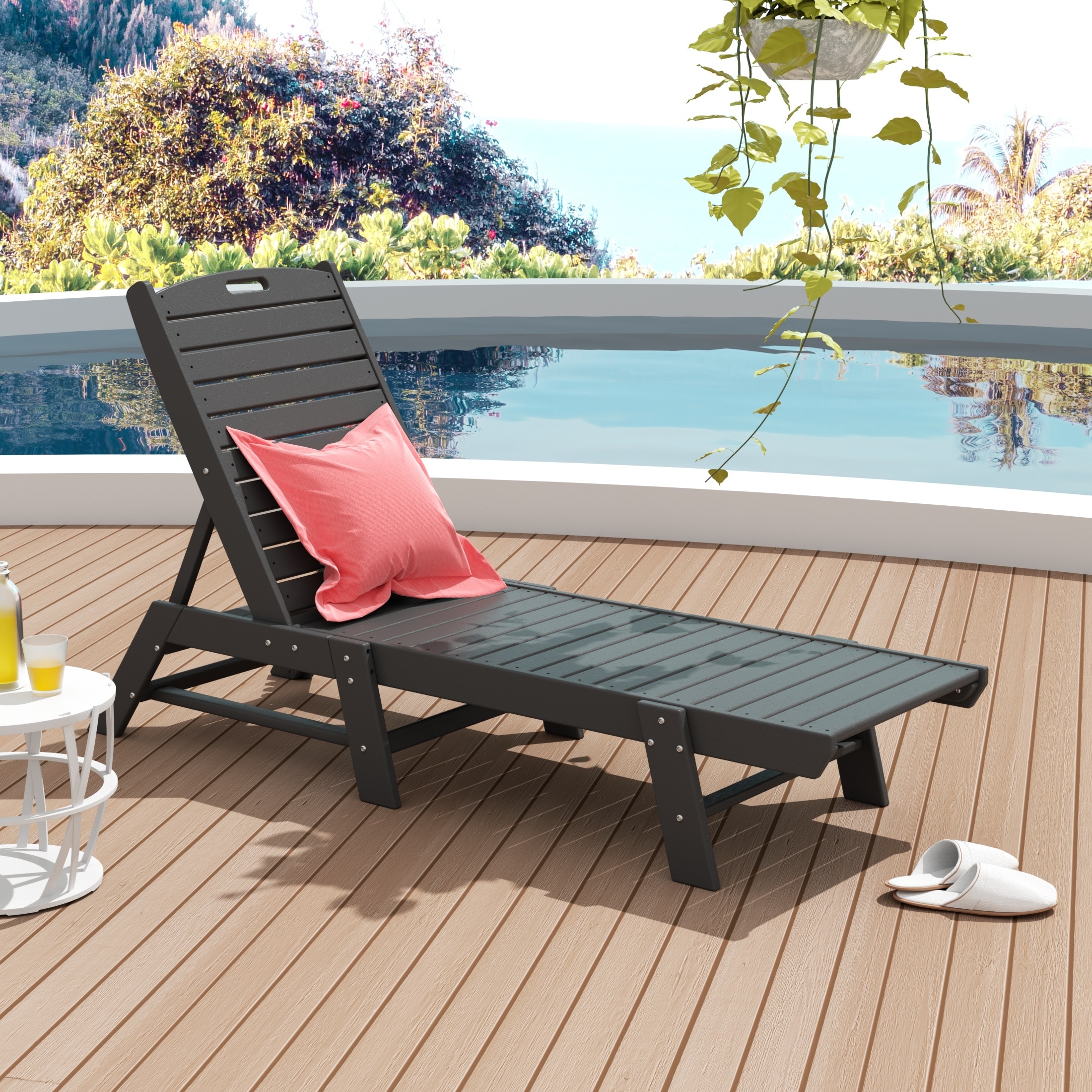 Polytrends Laguna All Weather Poly Pool Outdoor Chaise Lounge - Armless