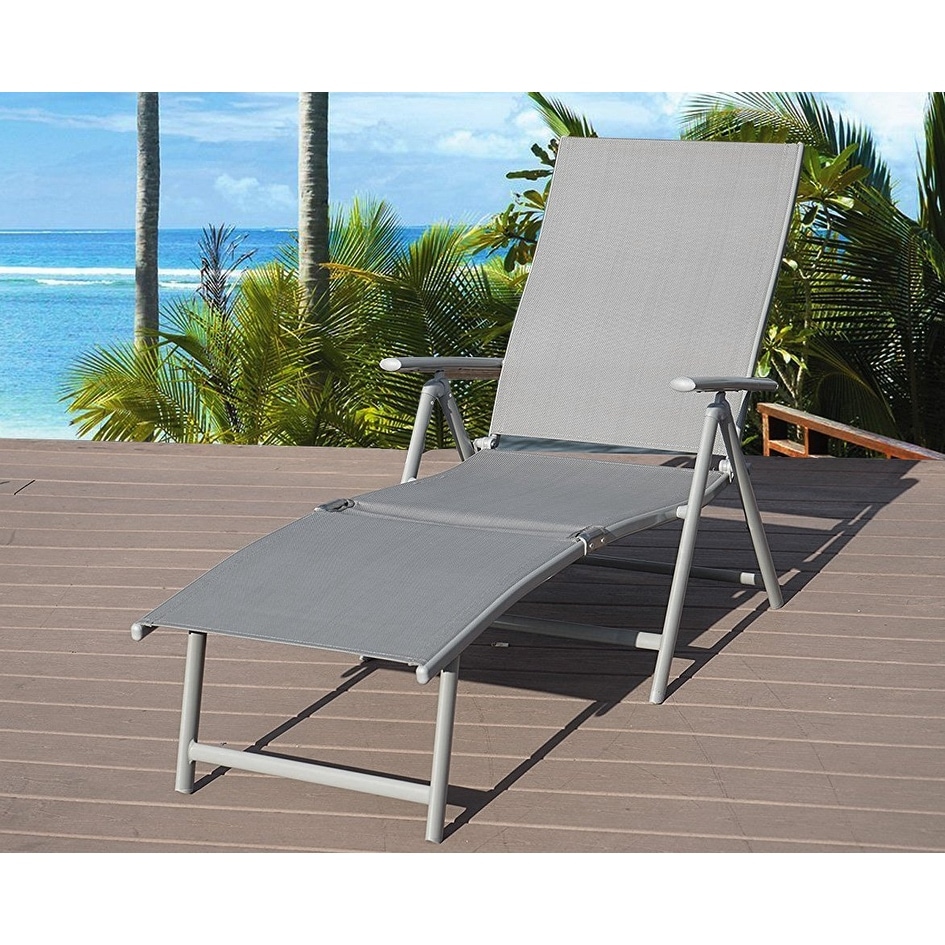 Kozyard Cozy Aluminum Beach Yard Pool Folding Reclining Adjustable Chaise Lounge Chair (1 Pack)