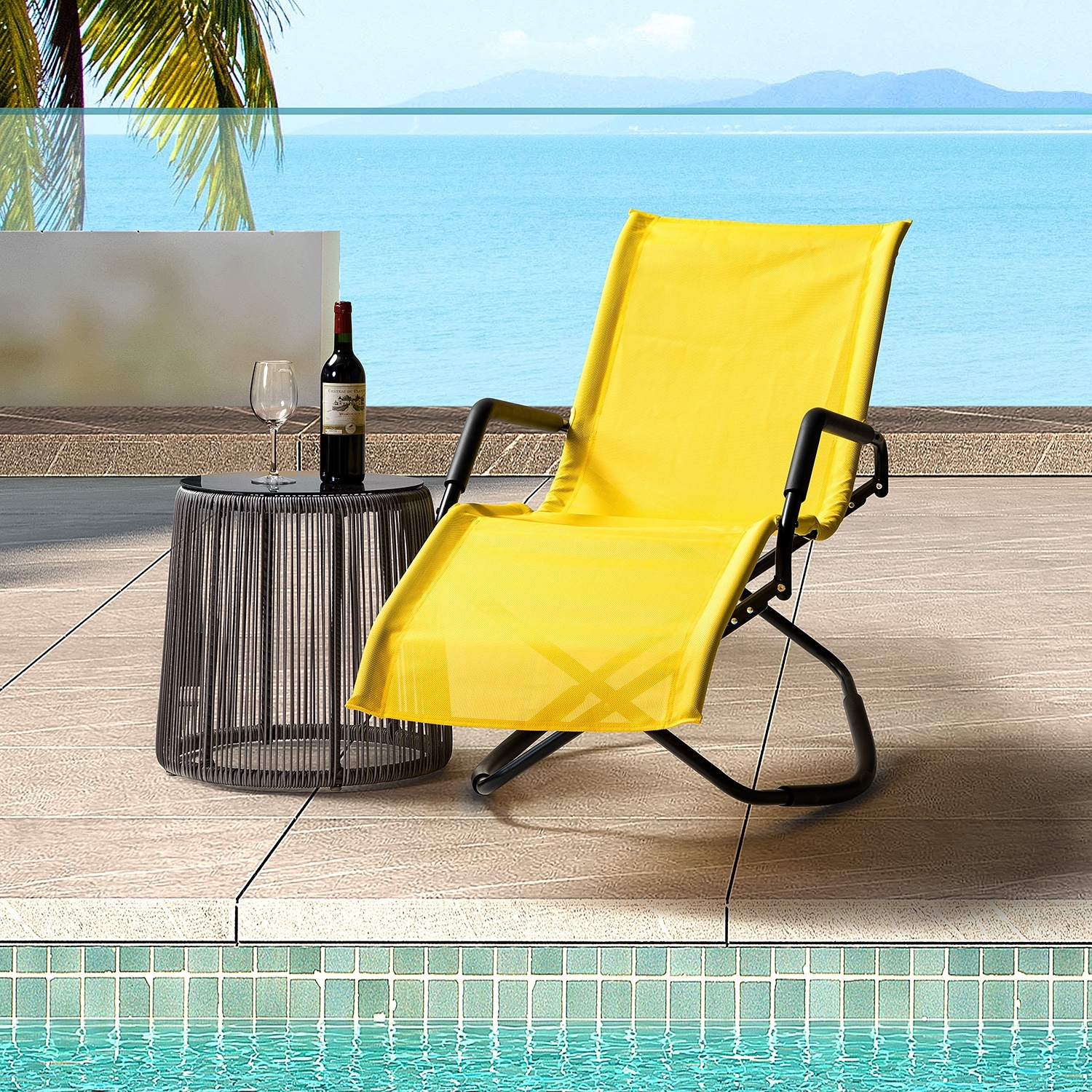 Aqarq Patio 59.7 Rocking and Glider Lounge Chair With Metal Base By Hulala Home