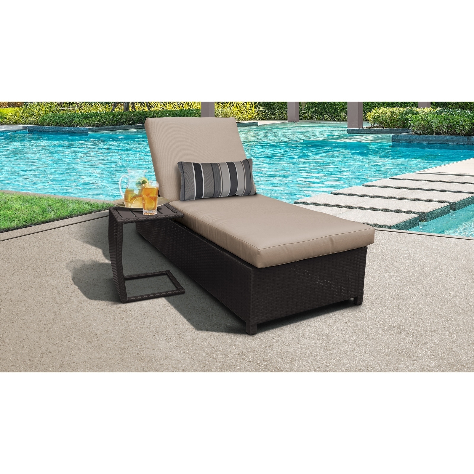 Belle Wheeled Chaise Outdoor Wicker Patio Furniture And Side Table