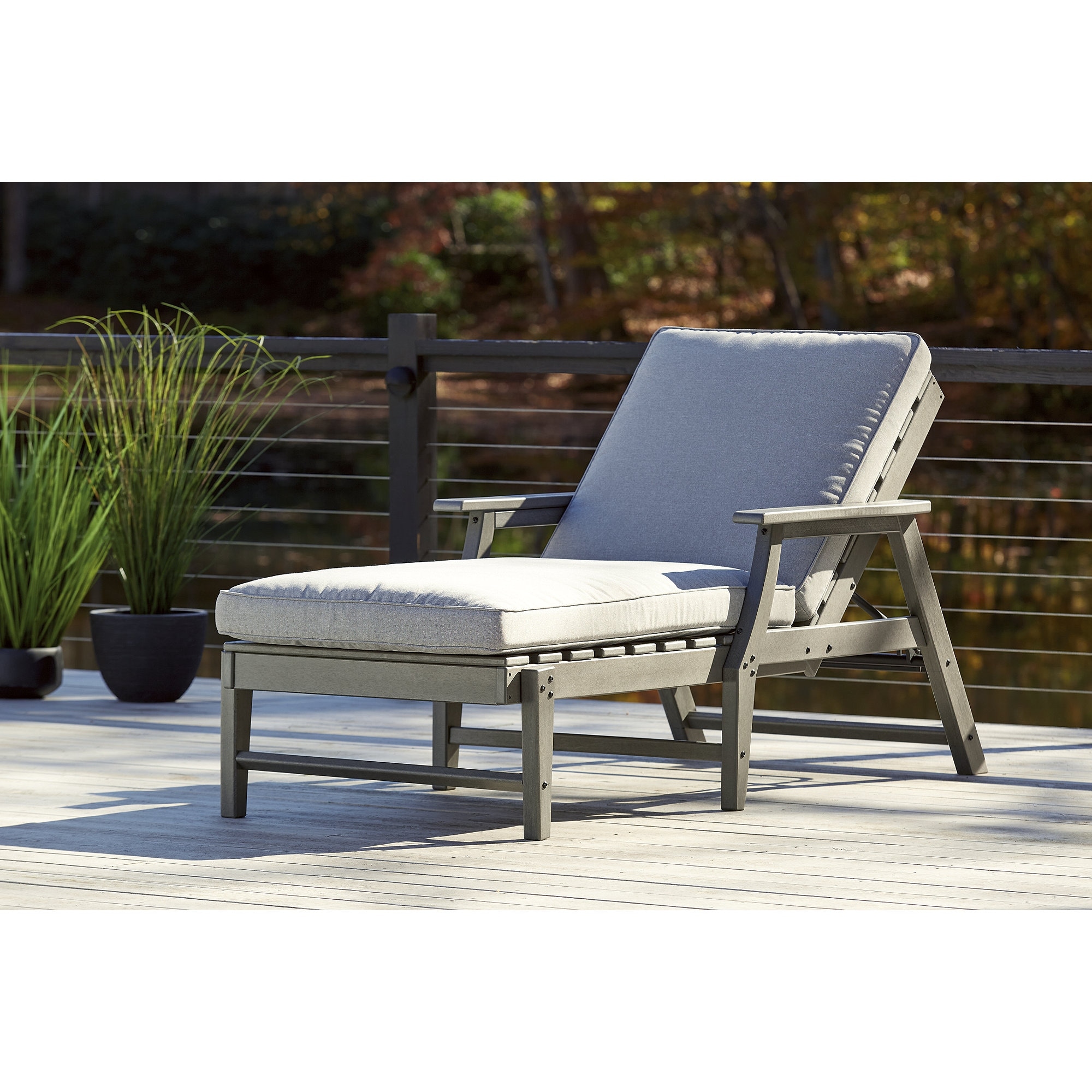 Signature Design By Ashley Visola Outdoor Poly All Weather Chaise Lounge With Cushion - 78w X 33d X 25h