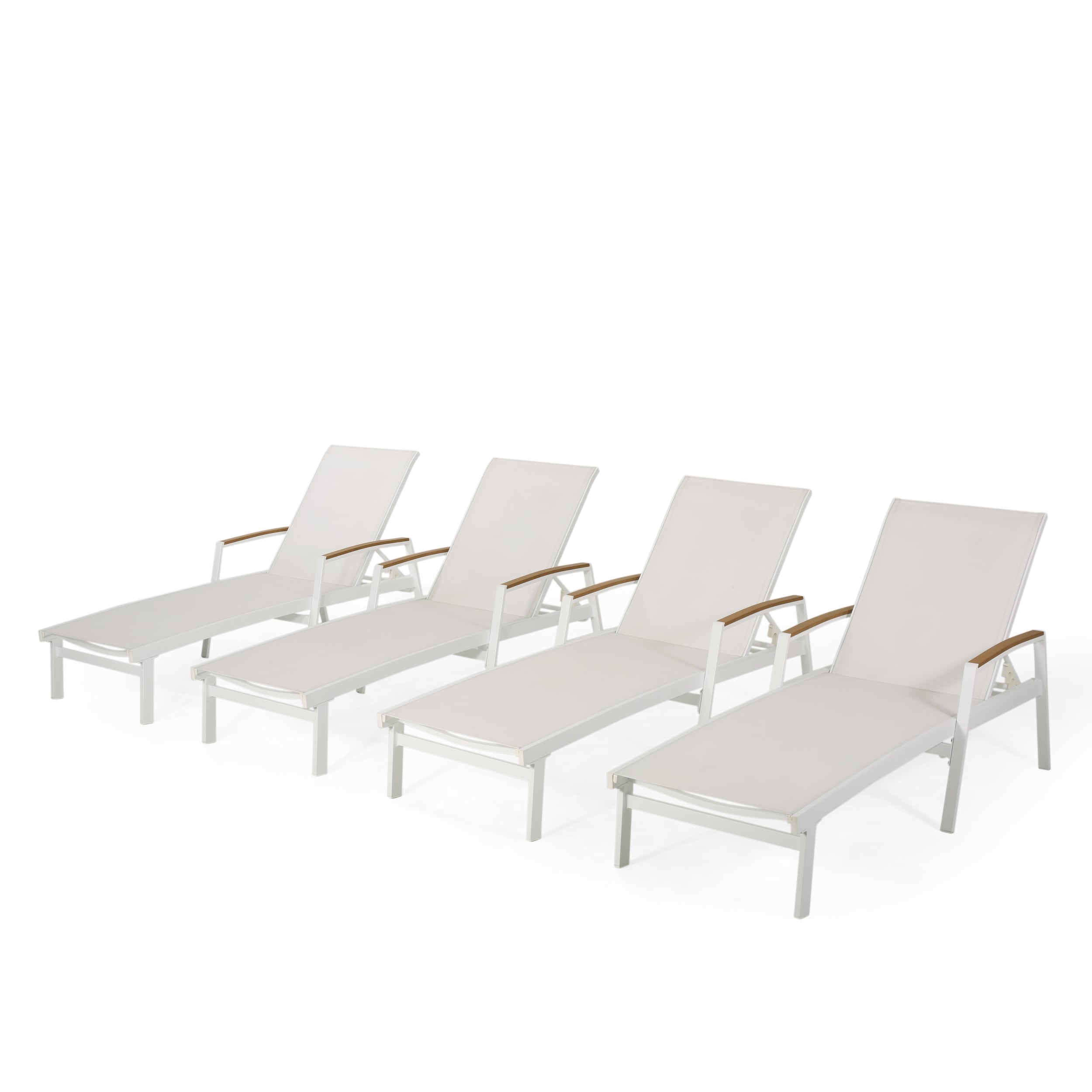 Oxton Outdoor Aluminum Chaise Lounge (set Of 4) By Christopher Knight Home