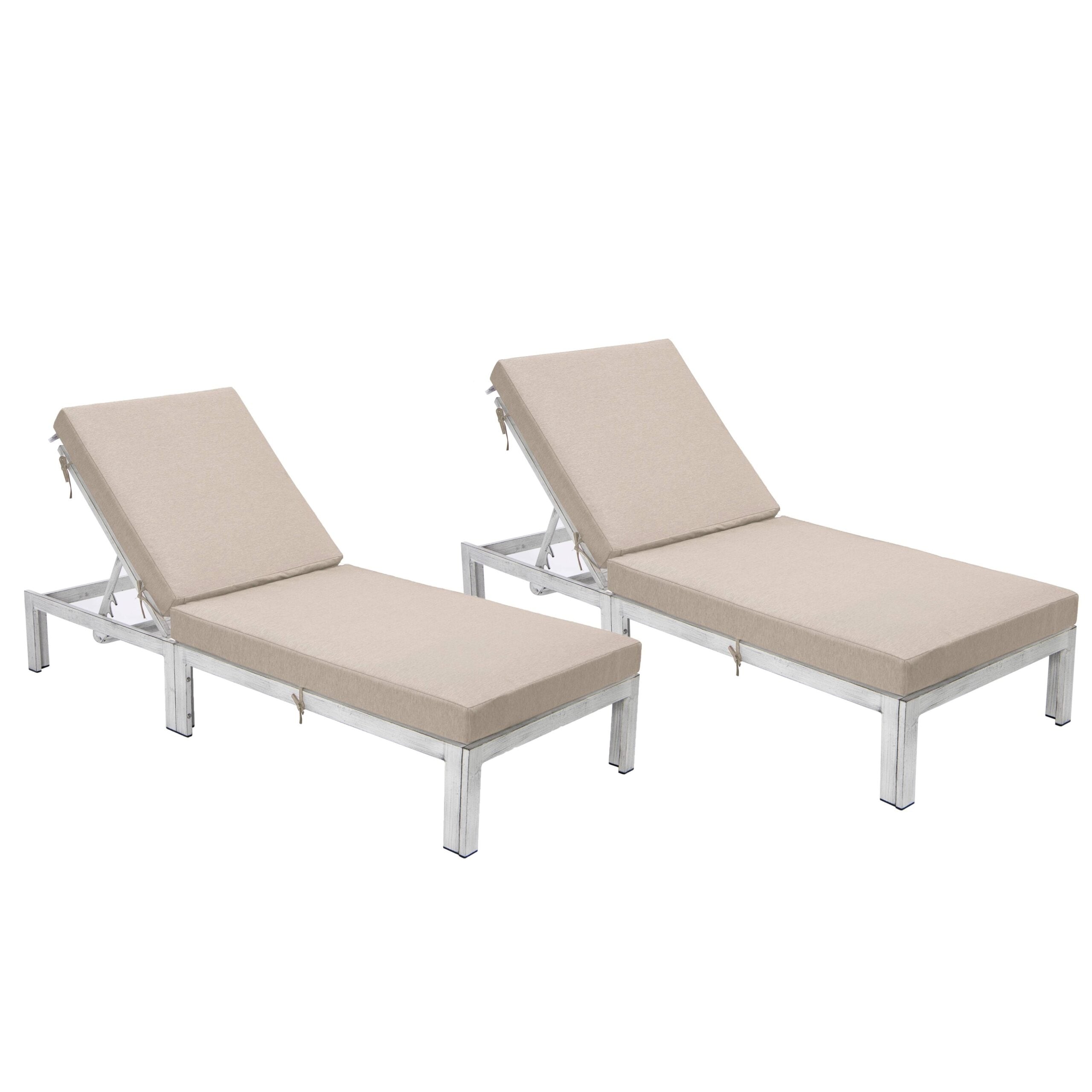 Leisuremod Chelsea Grey Chaise Lounge Chair With Cushions Set Of 2