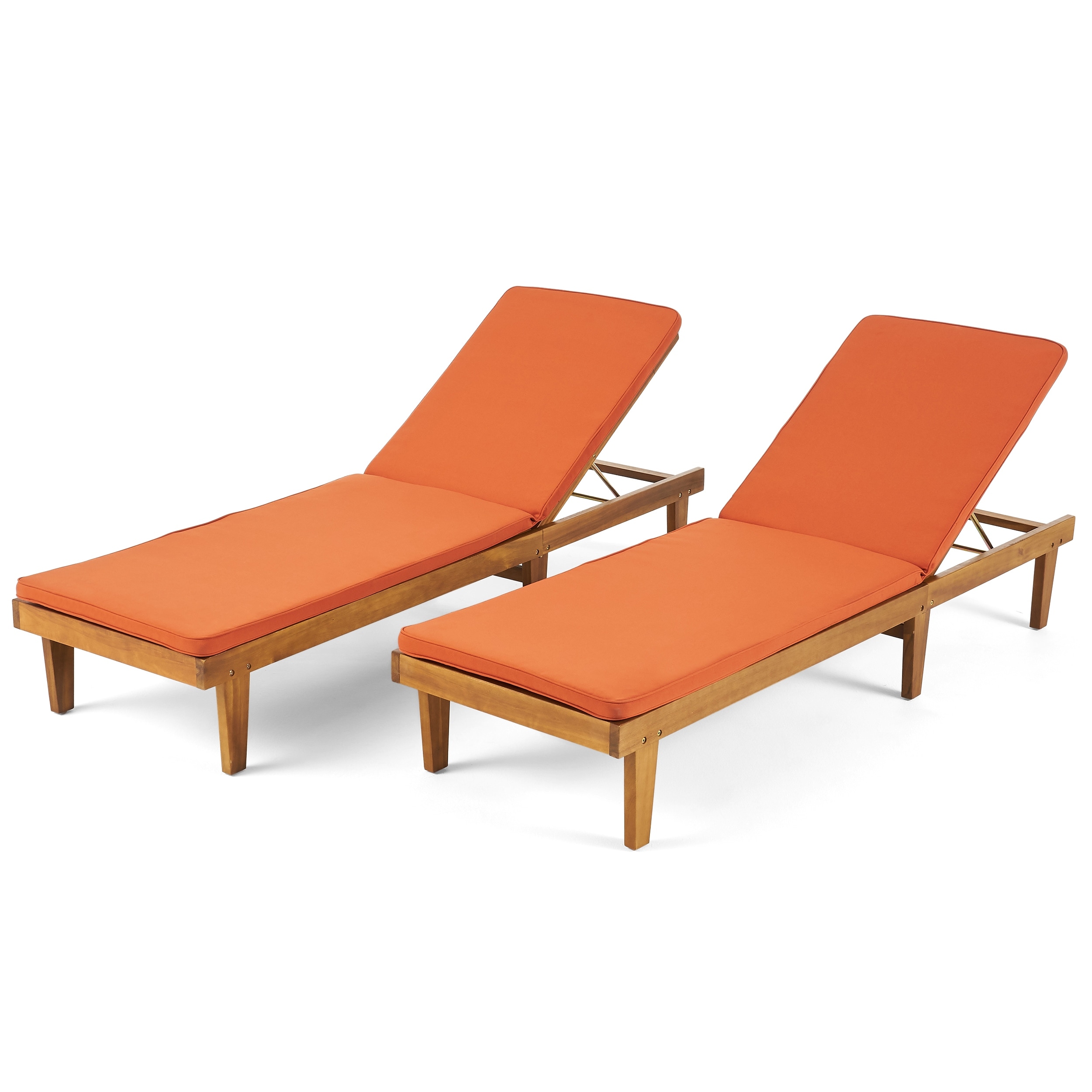 Nadine Outdoor Modern Cushioned Acacia Chaise Lounges (set Of 2) By Christopher Knight Home