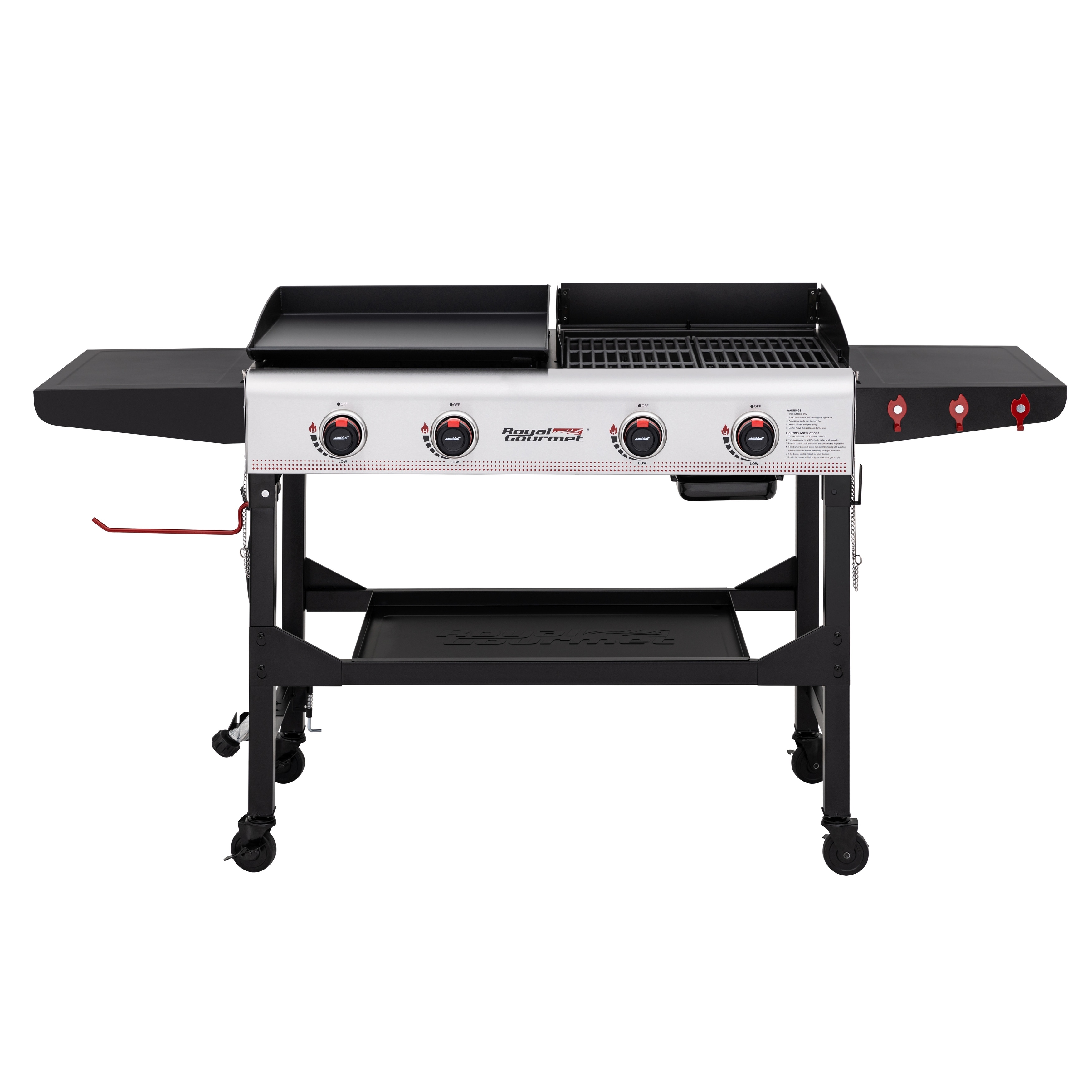 Royal Gourmet 4-burner Portable Flat Top Gas Grill And Griddle Combo Grill With Folding Legs  48 000 Btu  Black and Silver