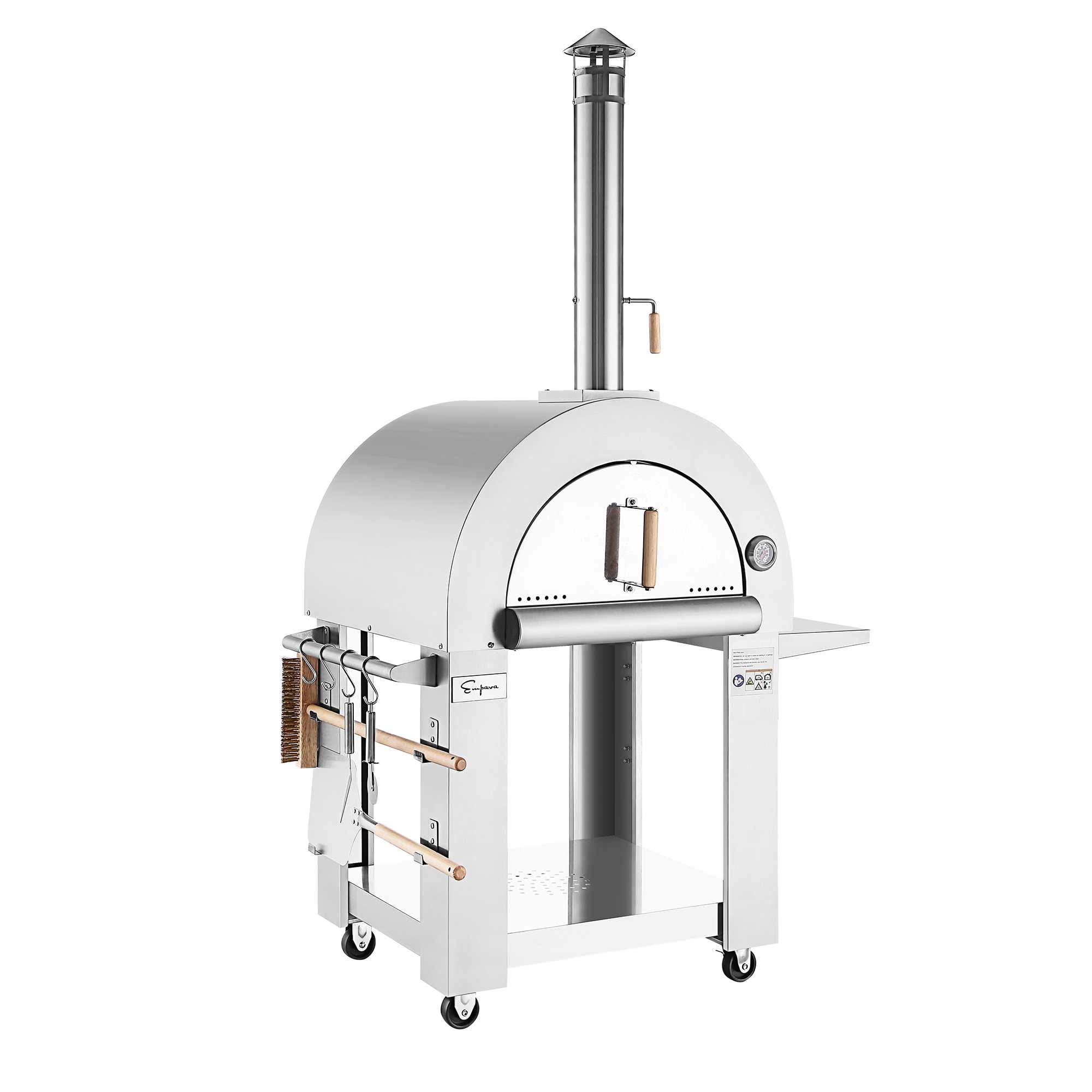 Empava Free Standing Wood Burning Outdoor Pizza Oven With Side Panel In Stainless Steel