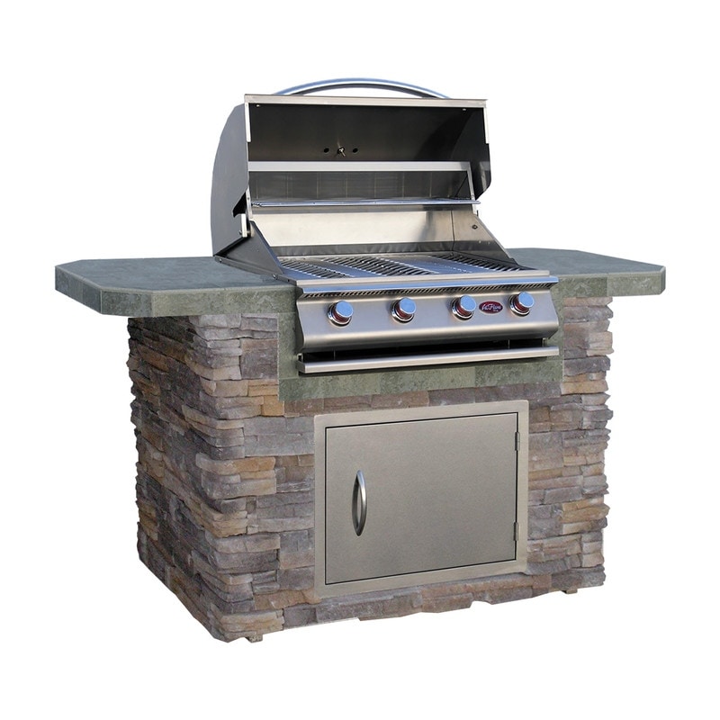4-burner  6 Ft. Stone Veneer And Tile Propane Gas Grill Island In Stainless Steel