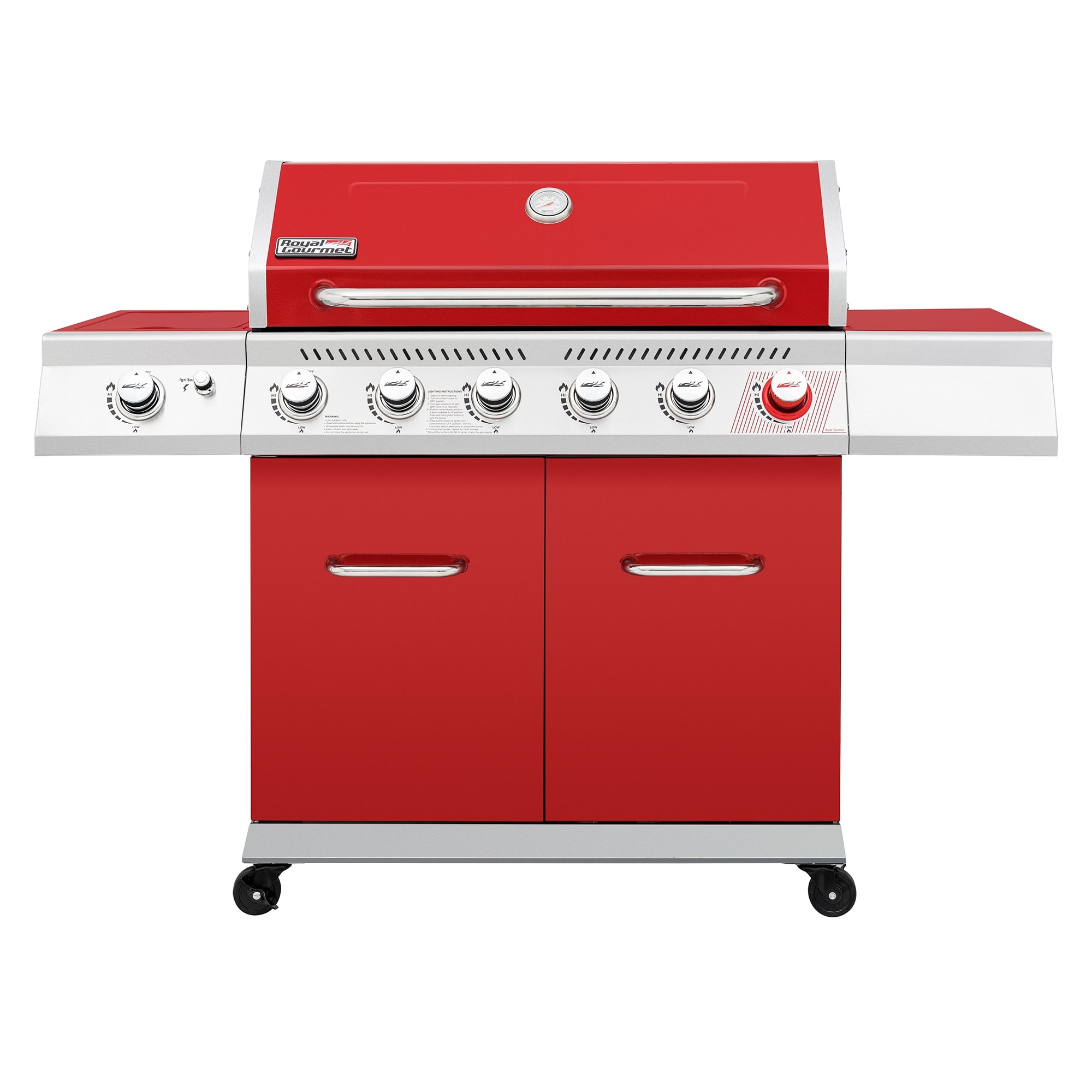 Royal Gourmet 6-burnergas Grill With Sear Burner And Side Burner  Red