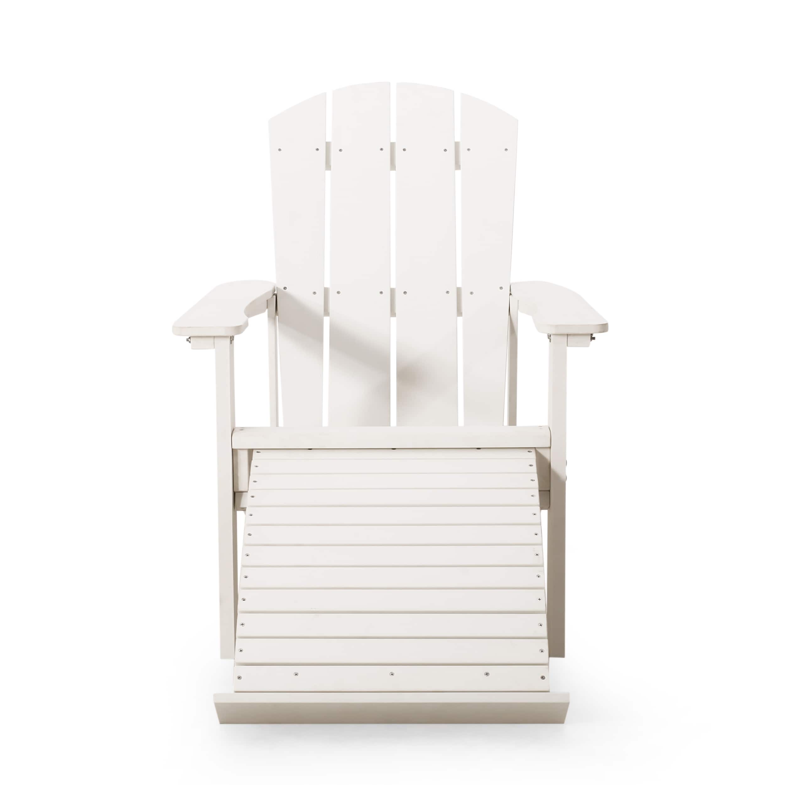 Hunter Faux Wood Outdoor Adirondack Chair With Retractable Ottoman By Christopher Knight Home