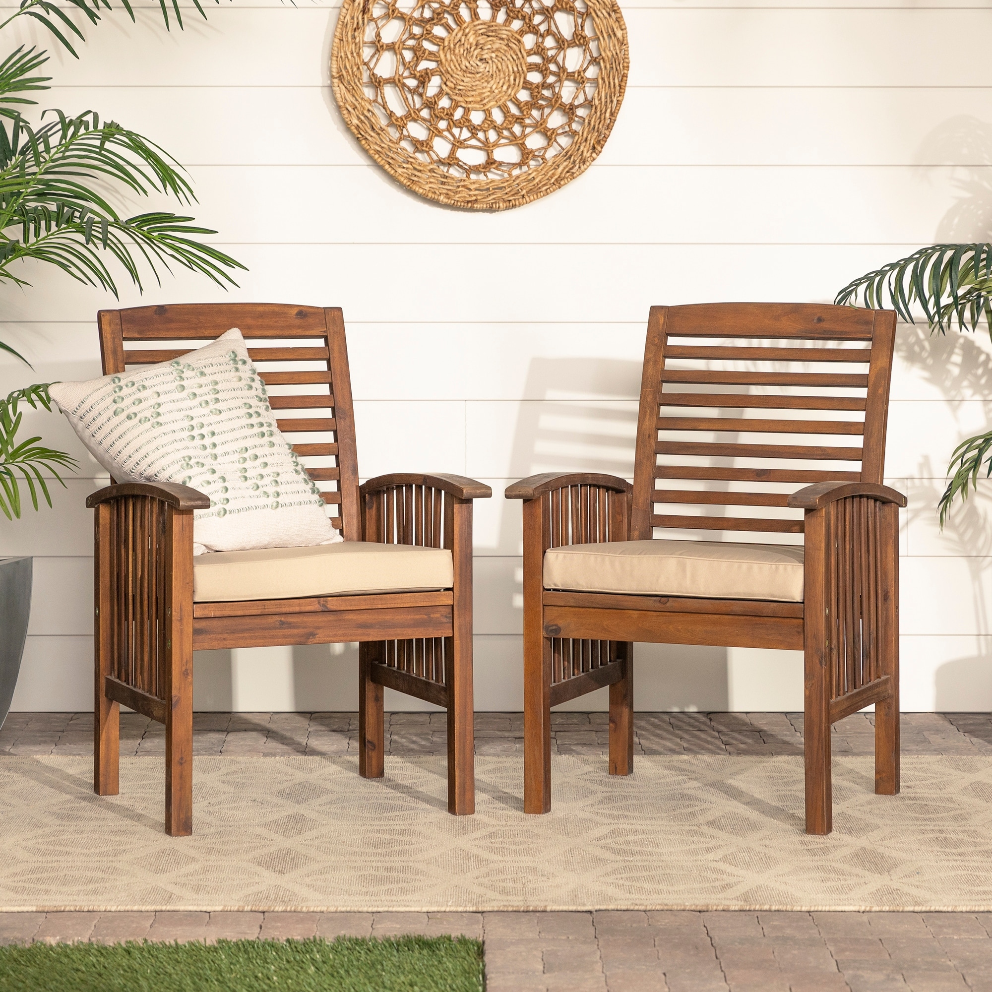 Middlebrook Surfside Acacia Wood Outdoor Chairs  Set Of 2