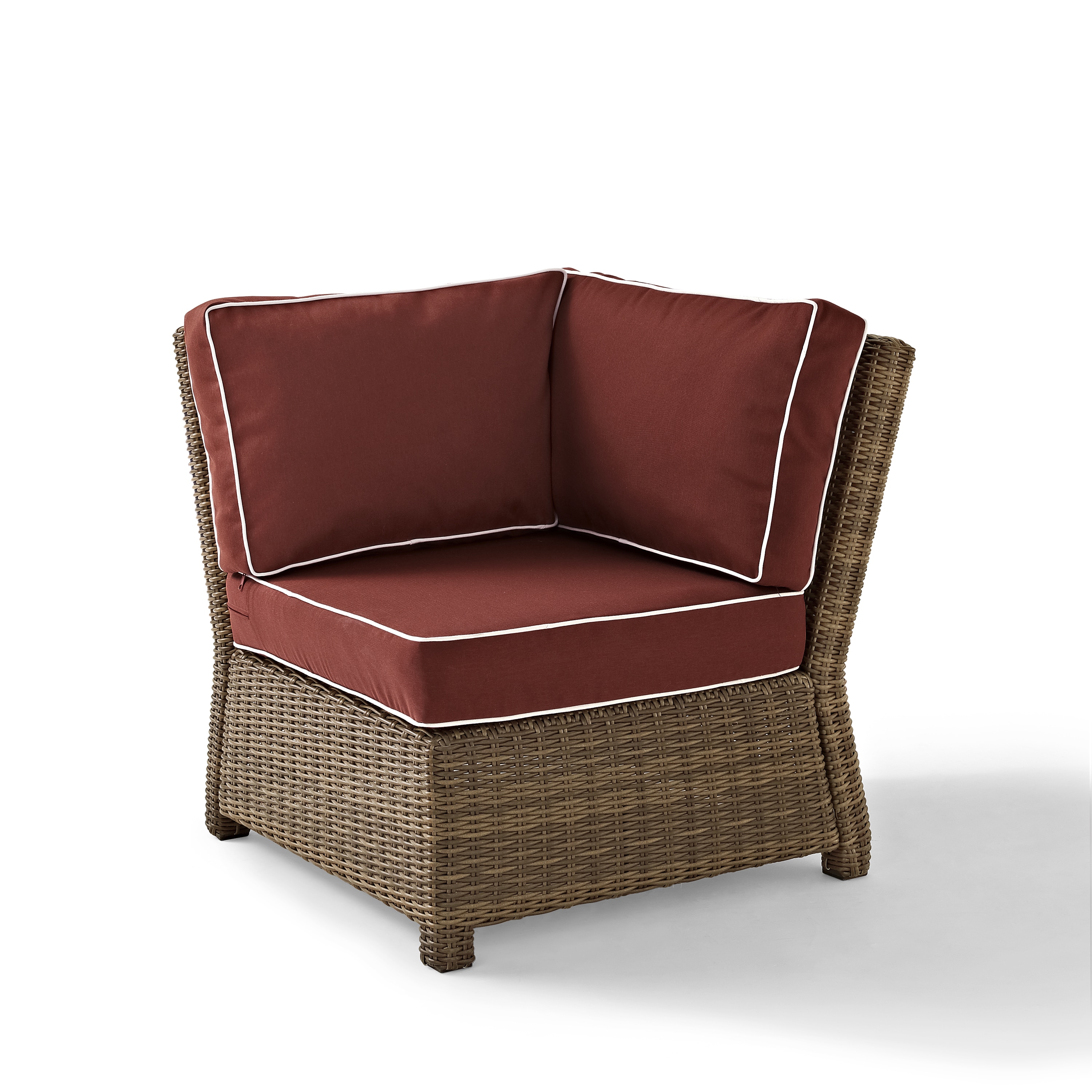 Bradenton Outdoor Wicker Sectional Corner Chair With Sangria Cushions - 31.5 W X 31.5 D X 32.5 H