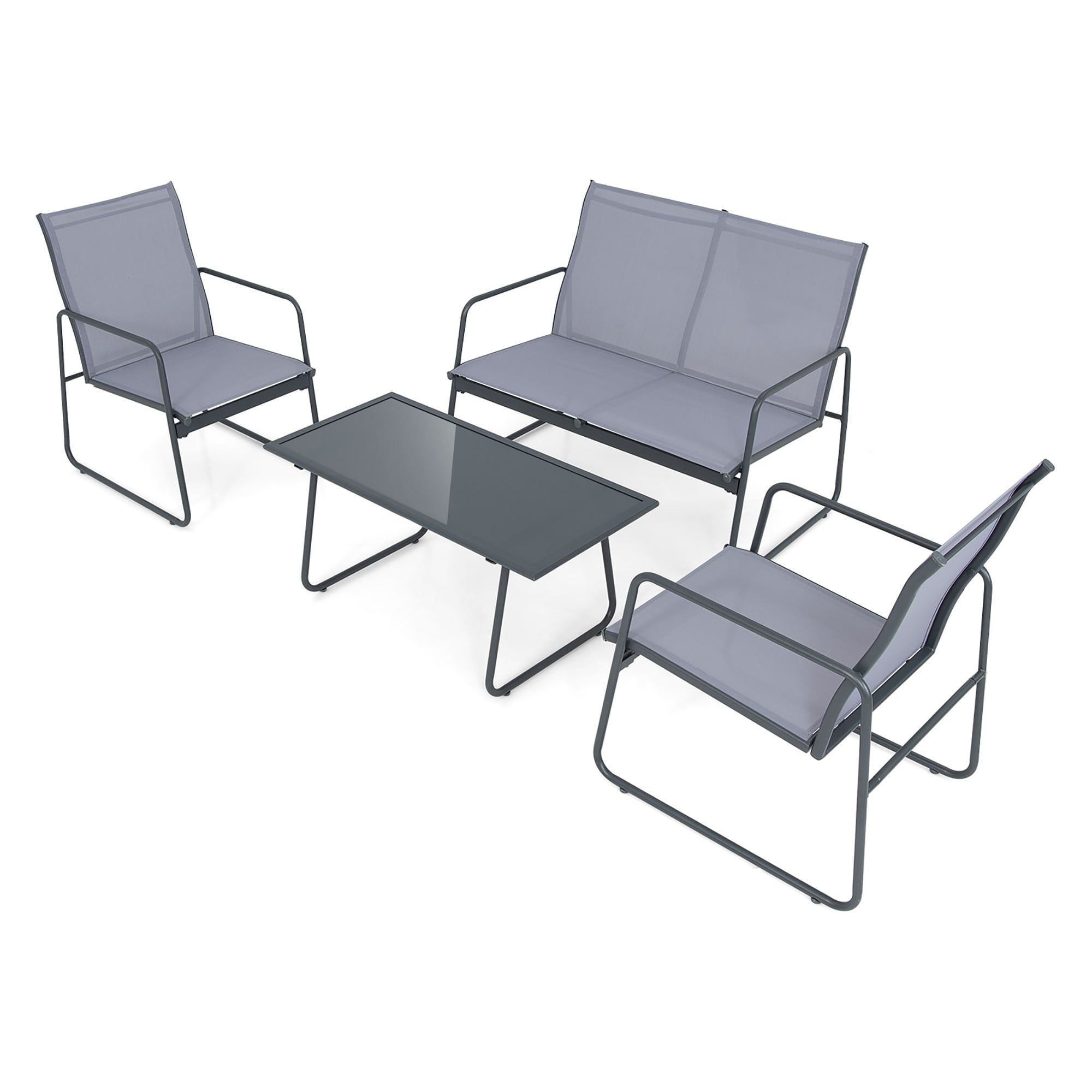 4 Pcs Patio Furniture Set Outdoor Conversation Set With Coffee Table