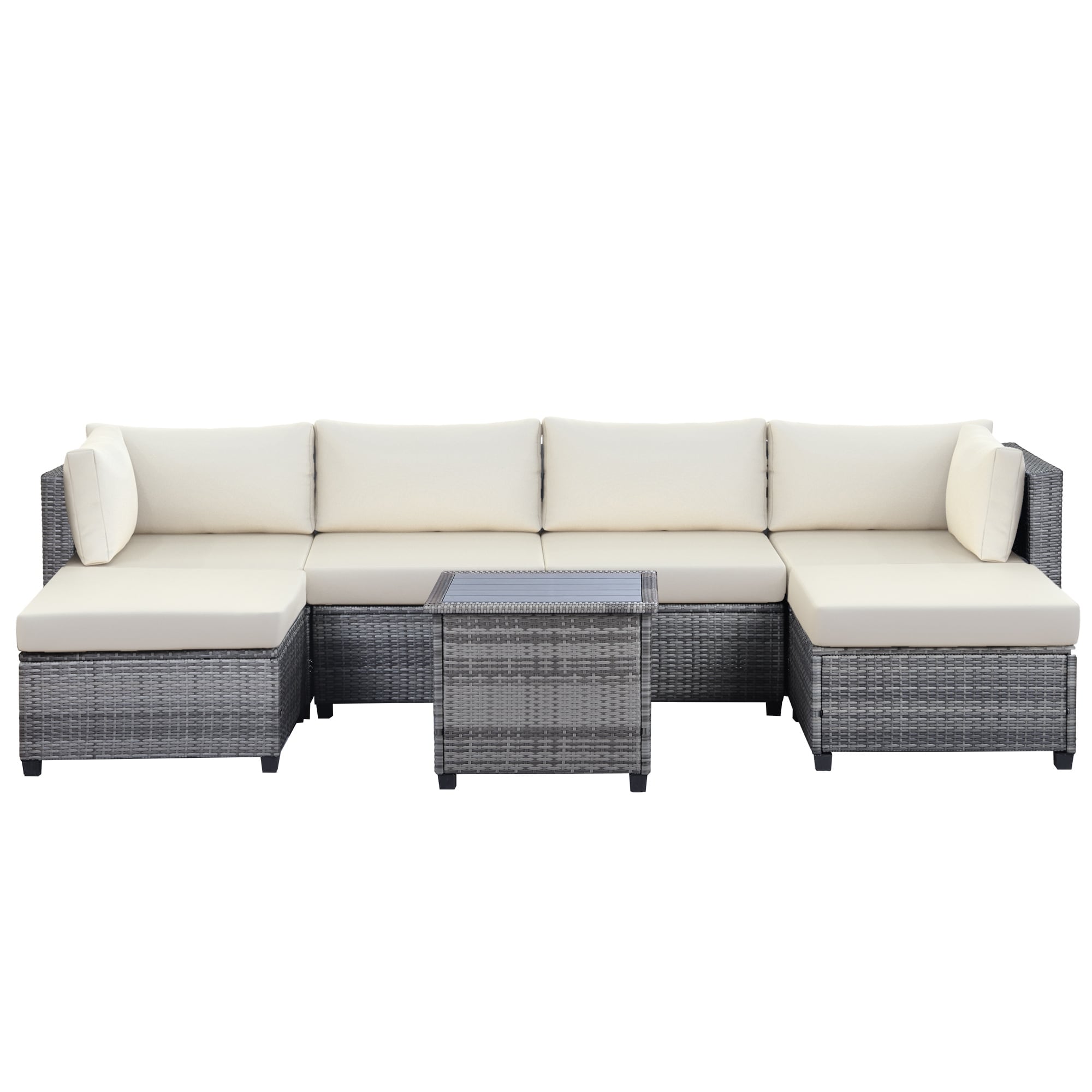 7 Piece Rattan Sectional Seating Group With Cushion