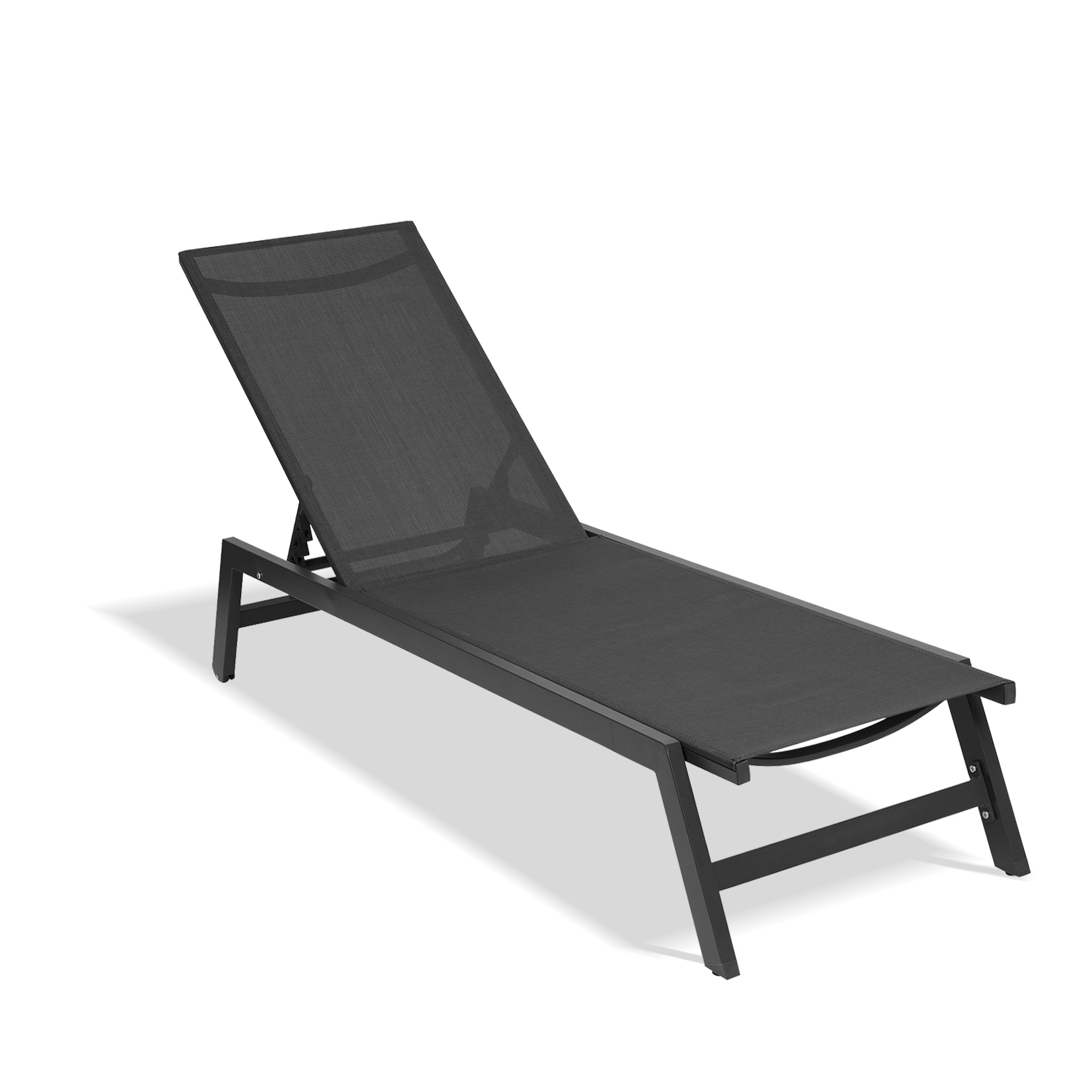 5-position Adjustable Aluminum Recliner  All-weather Seating For Patio  Beach  Yard  and Pool.
