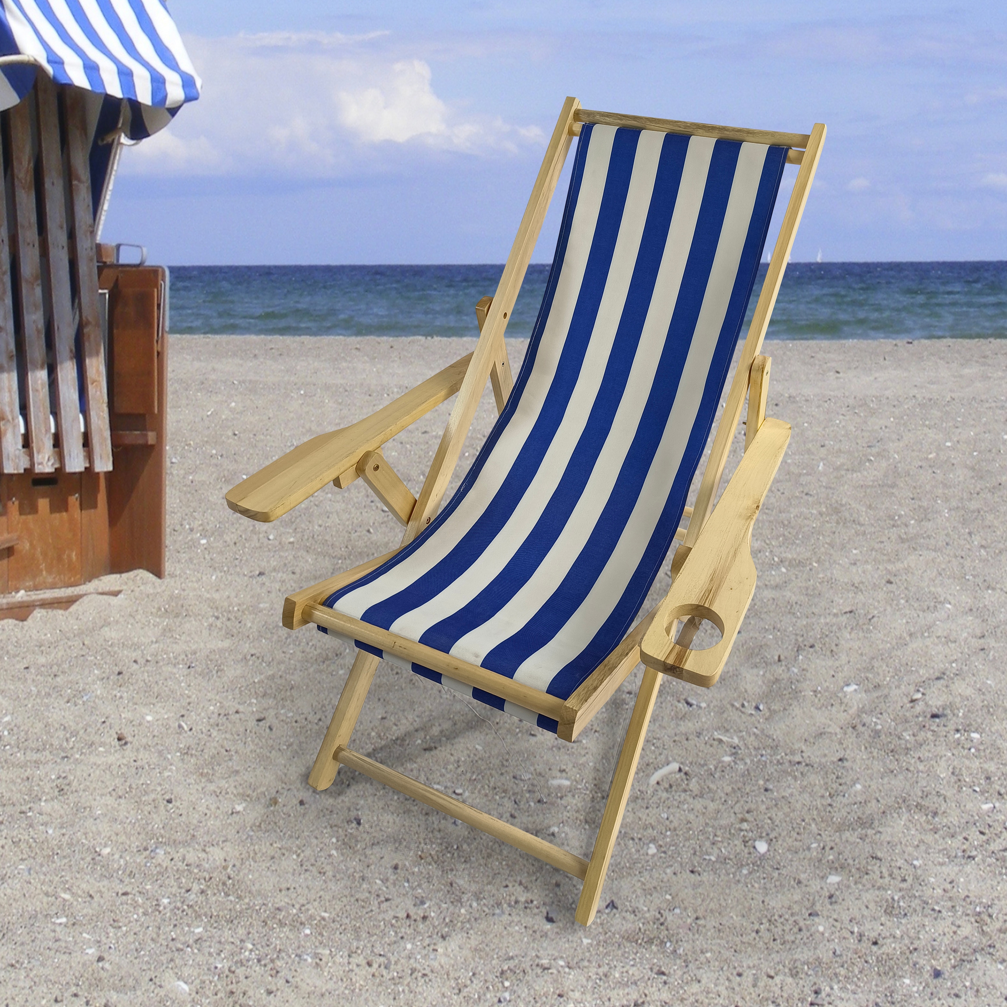 Beach Chair Stripe With Cup Holder