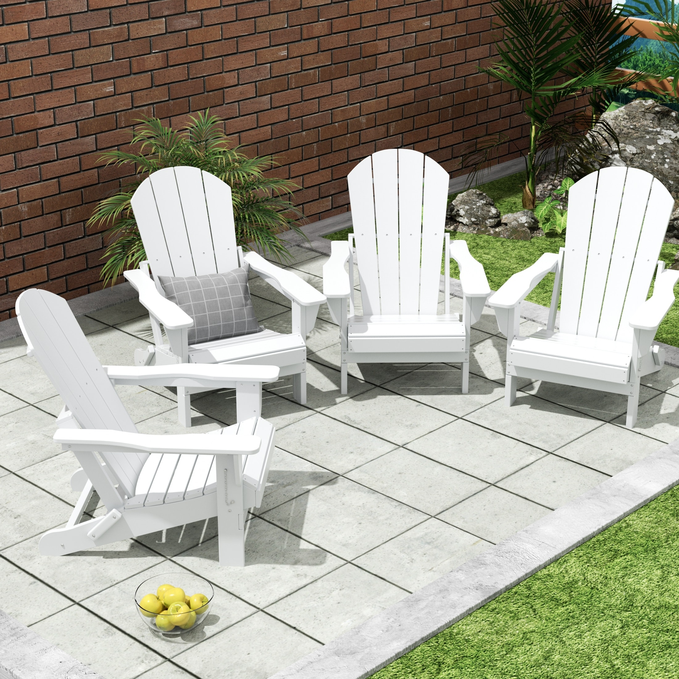 Polytrends Laguna All Weather Poly Outdoor Adirondack Chair - Foldable (set Of 4)