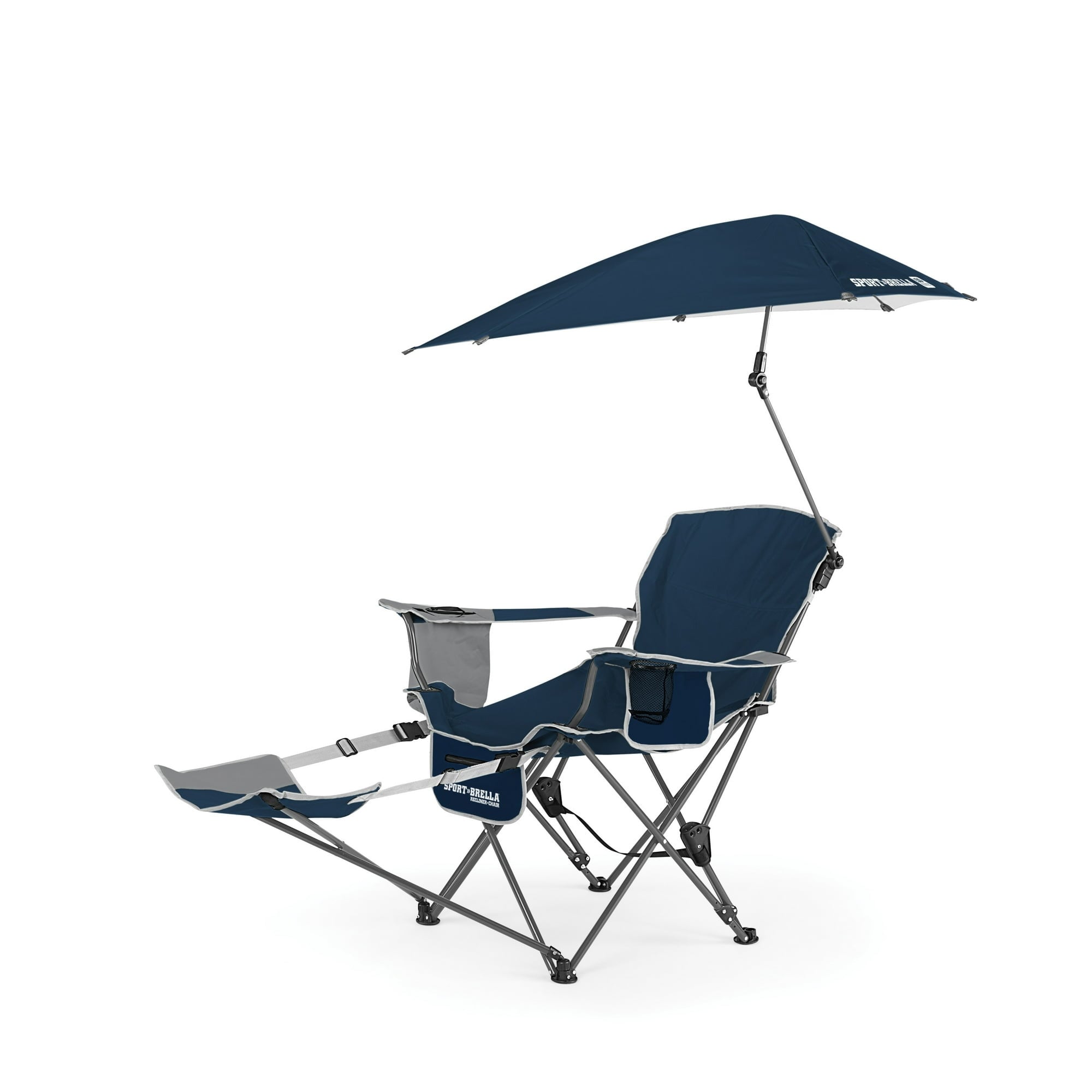 Blue Camping Chair With Clamp-on Sun Shade
