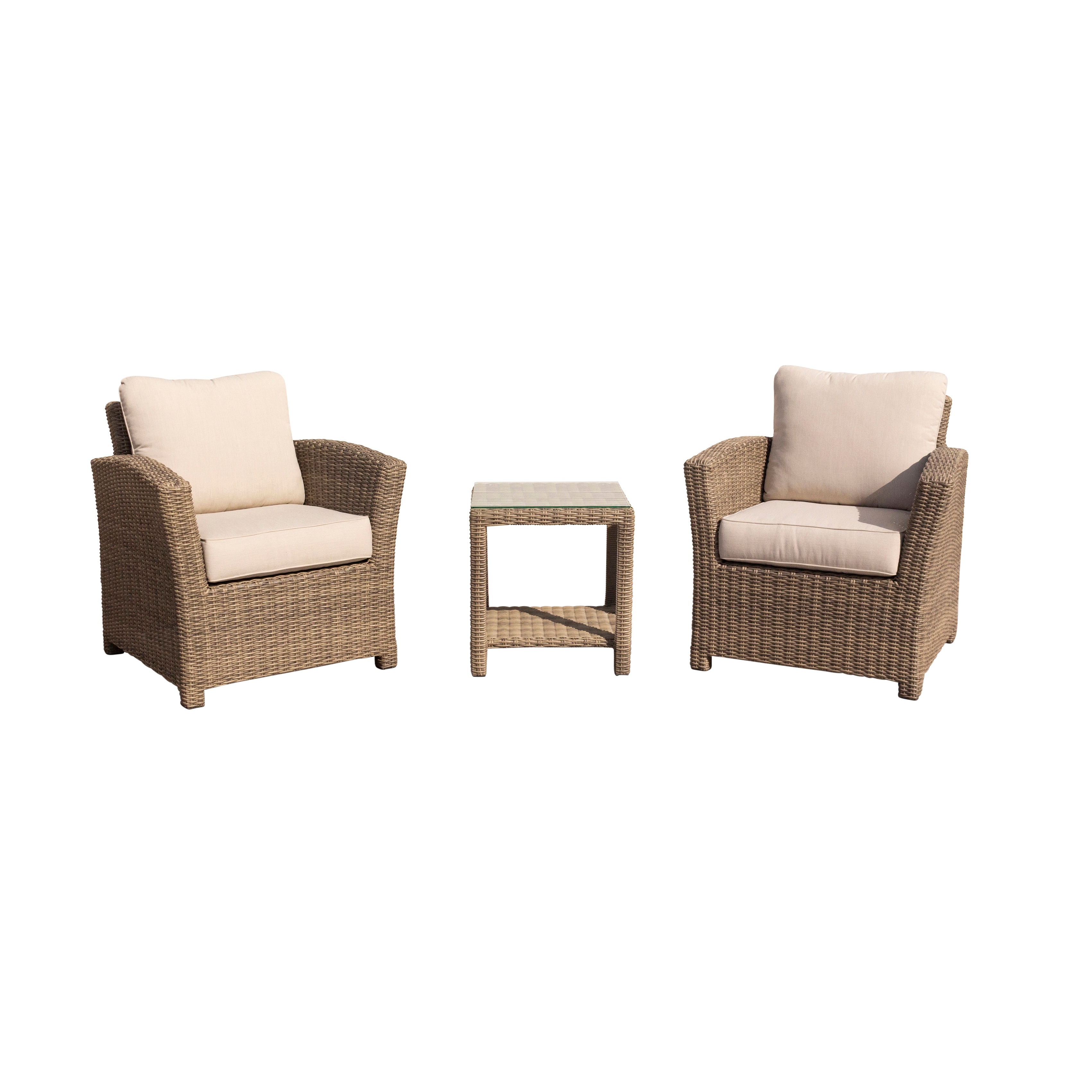 Courtyard Casual Capri 3 Pc Chat Set Includes: One End Table And Two Club Chairs