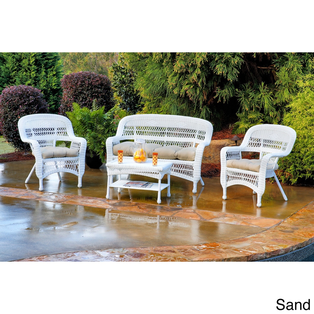 Portside Coastal White Outdoor Wicker Seating Set (4-piece)