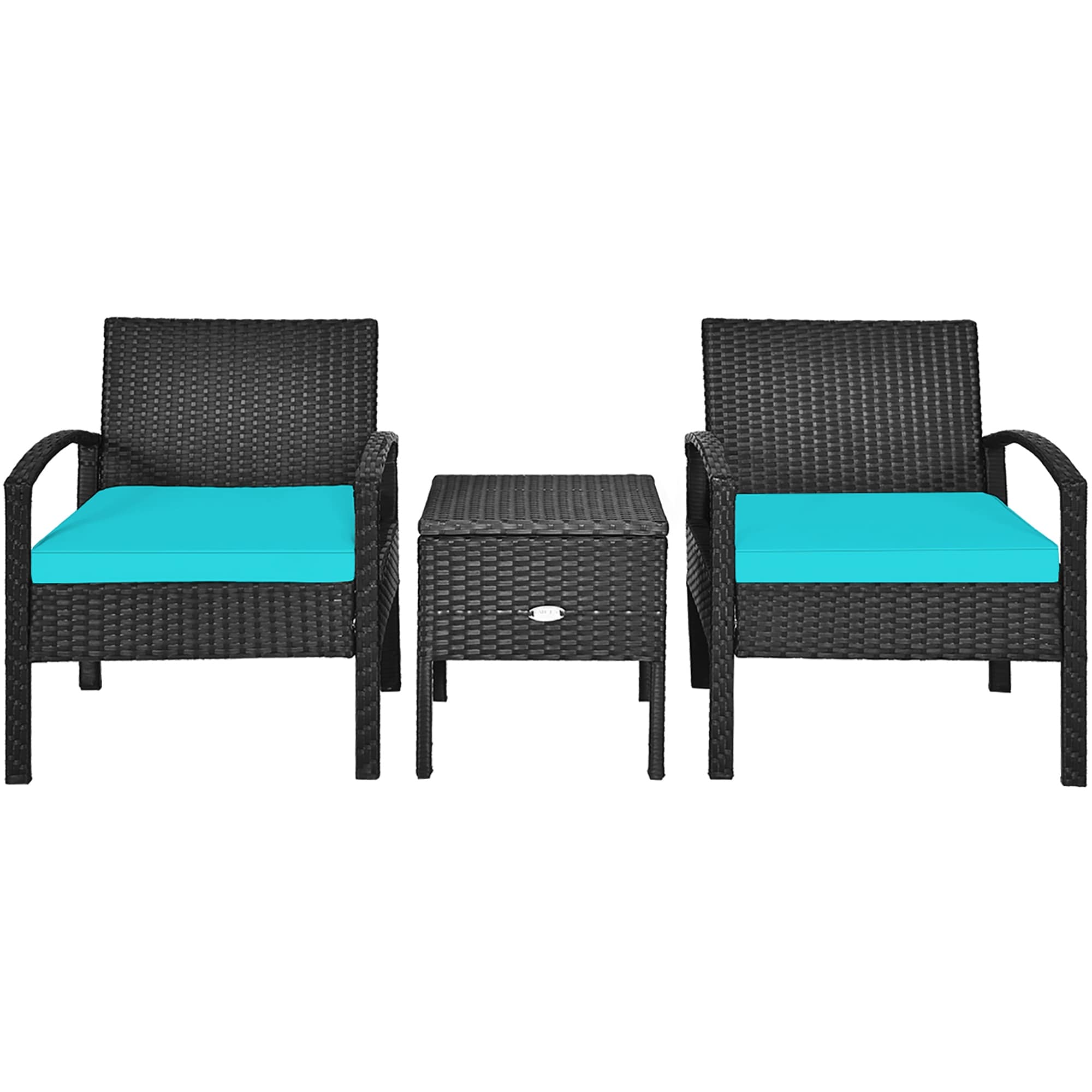 3 Pcs Patio Wicker Conversation Set Outdoor Rattan Furniture Set