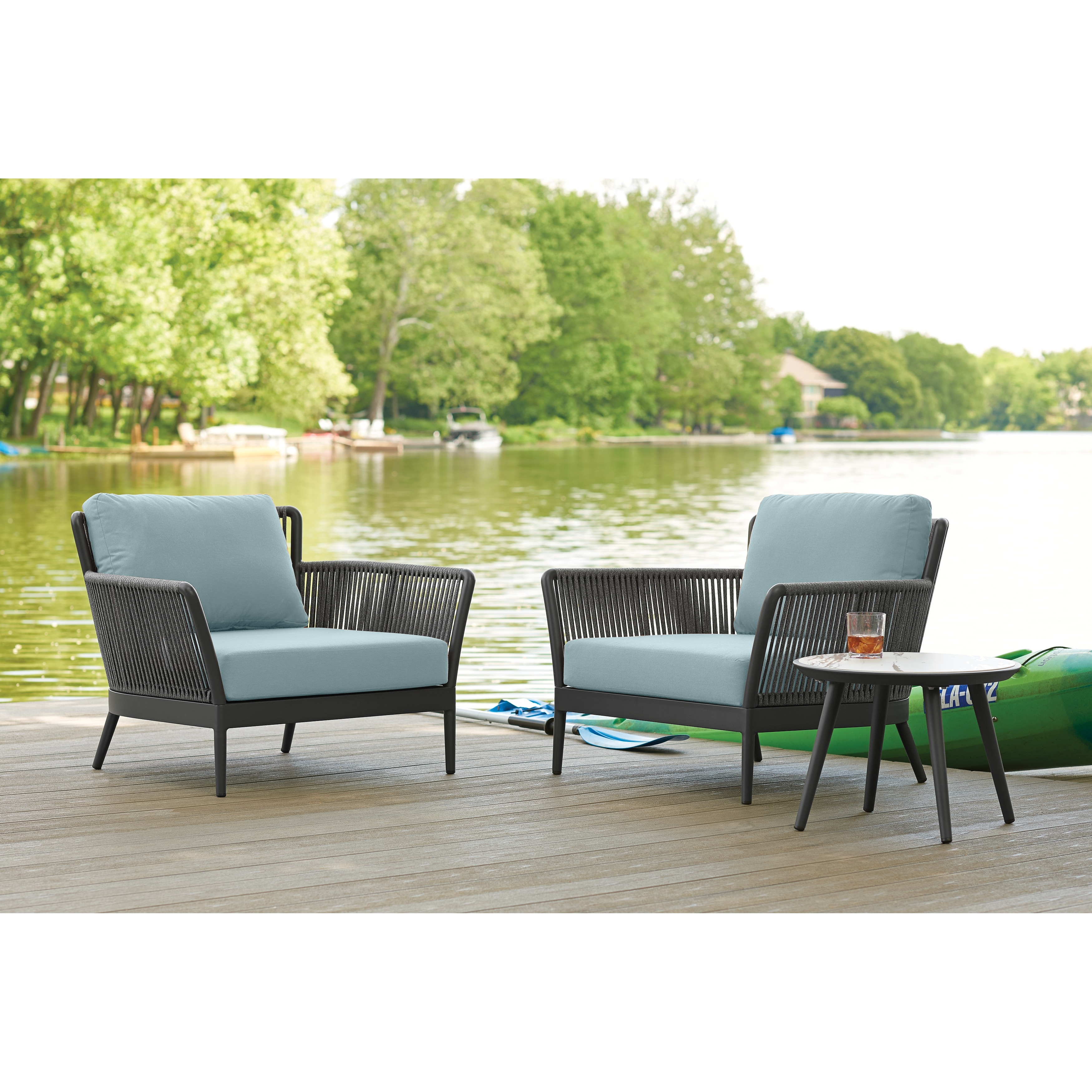 Enna 3-piece Carbon Club Chair And Table Set By Havenside Home