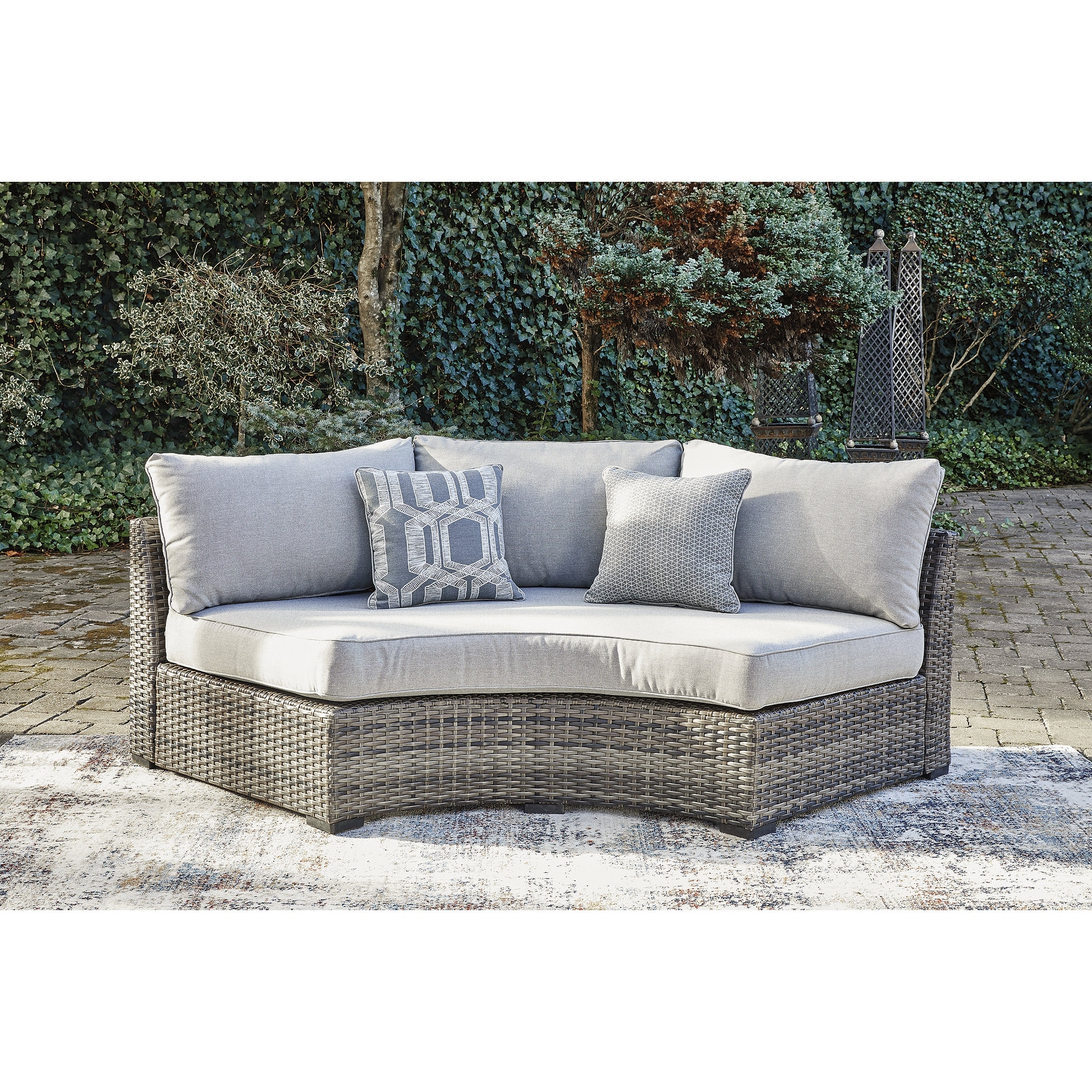 Signature Design By Ashley Harbor Court Hand-woven Wicker-look Curved Loveseat - 86w X 42d X 34h