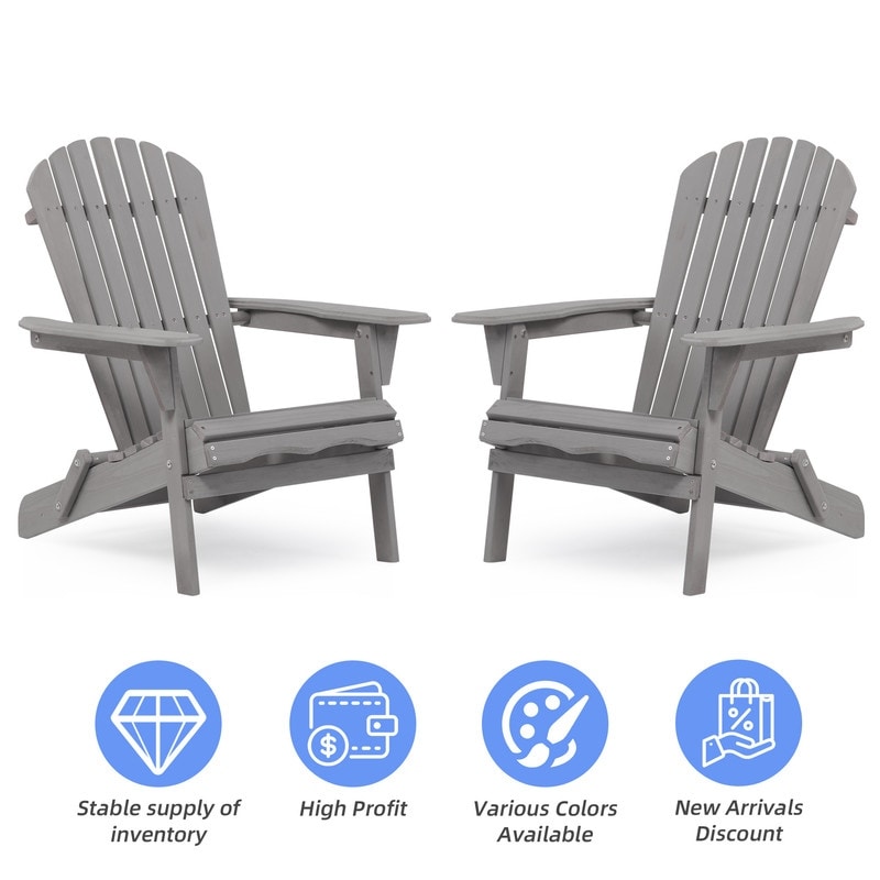 Outdoor Folding Adirondack Chair Set Of 2 Wood Fire Pit Chairs