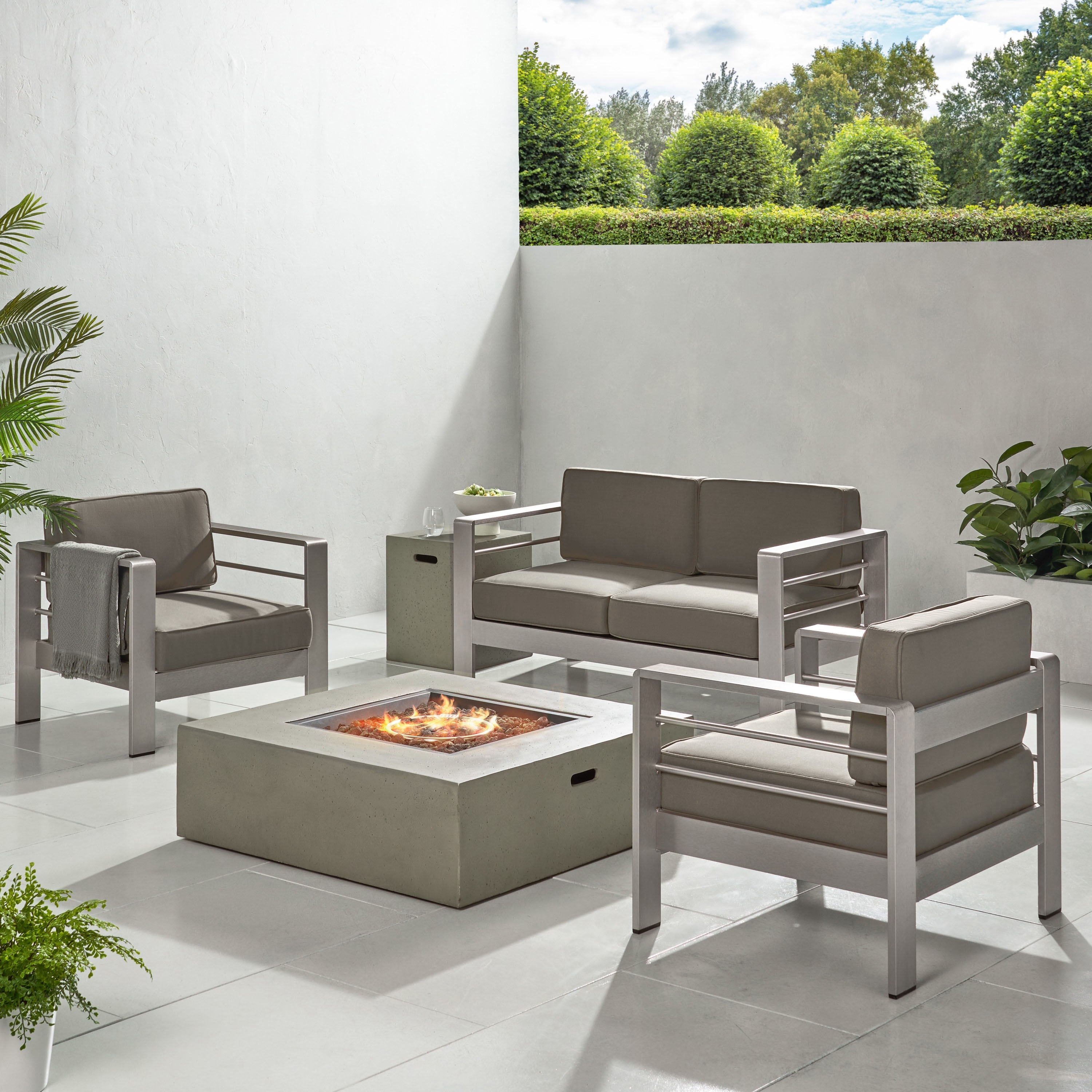 Cape Coral Outdoor 5-piece Fire Pit Chat Set By Christopher Knight Home