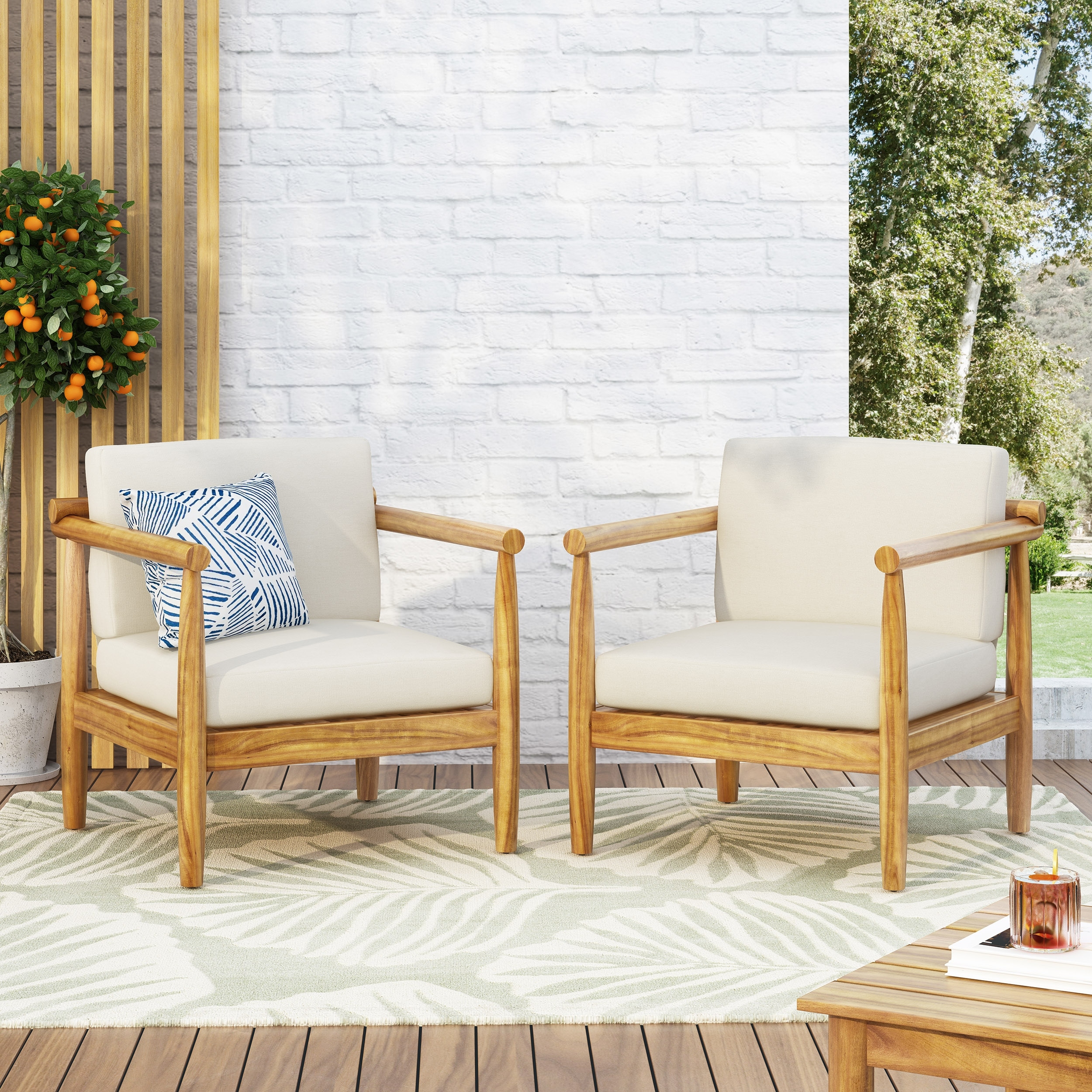 Bonsallo Outdoor Acacia Wood Club Chairs (set Of 2) By Christopher Knight Home