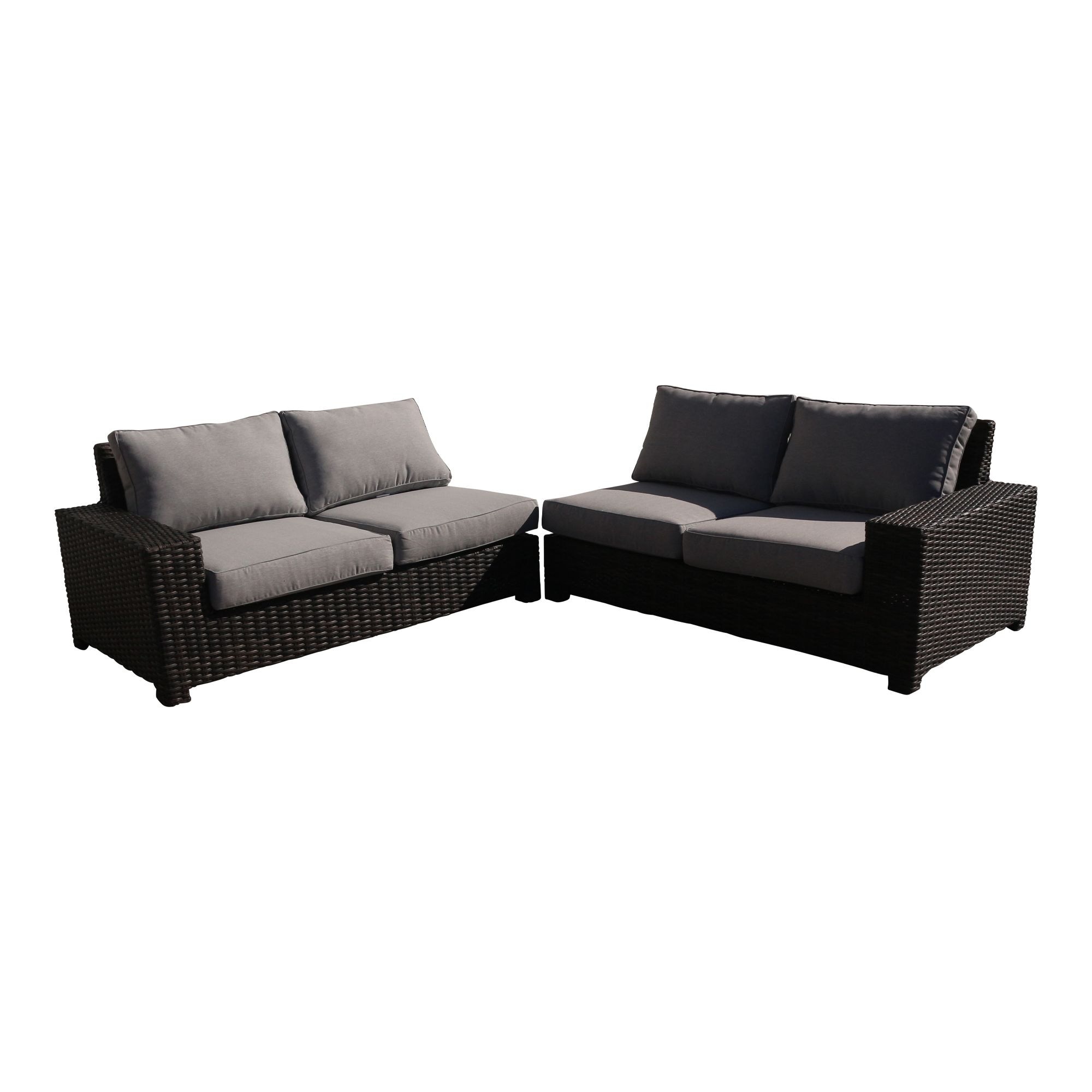 Courtyard Casual St Lucia Silver Oak 2 Piece Sectional Set With 1 Left Loveseat And 1 Right Loveseat With Cushions